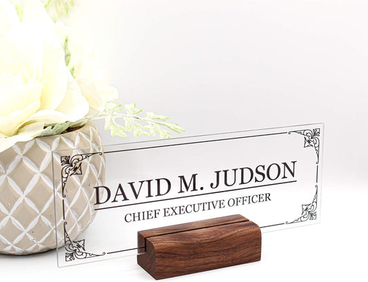 ARTSWAVE Name Plate for Desk - Personalized Acrylic Desk Name Plate for Office - Custom Desk Name Plates & Plaques - Ideal Desk Name Plate for Professionals - Sleek & Stylish Design