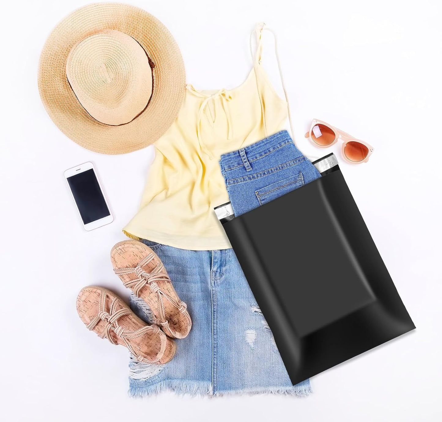 Fuxury Poly Mailers 10x13 Inch 50 Pcs, Waterproof Shipping Bags for Clothing, Strong Adhesive Shipping Envelopes for Small Business Suppliers, Self Seal Mailers Poly Bags Mailing Envelopes Black