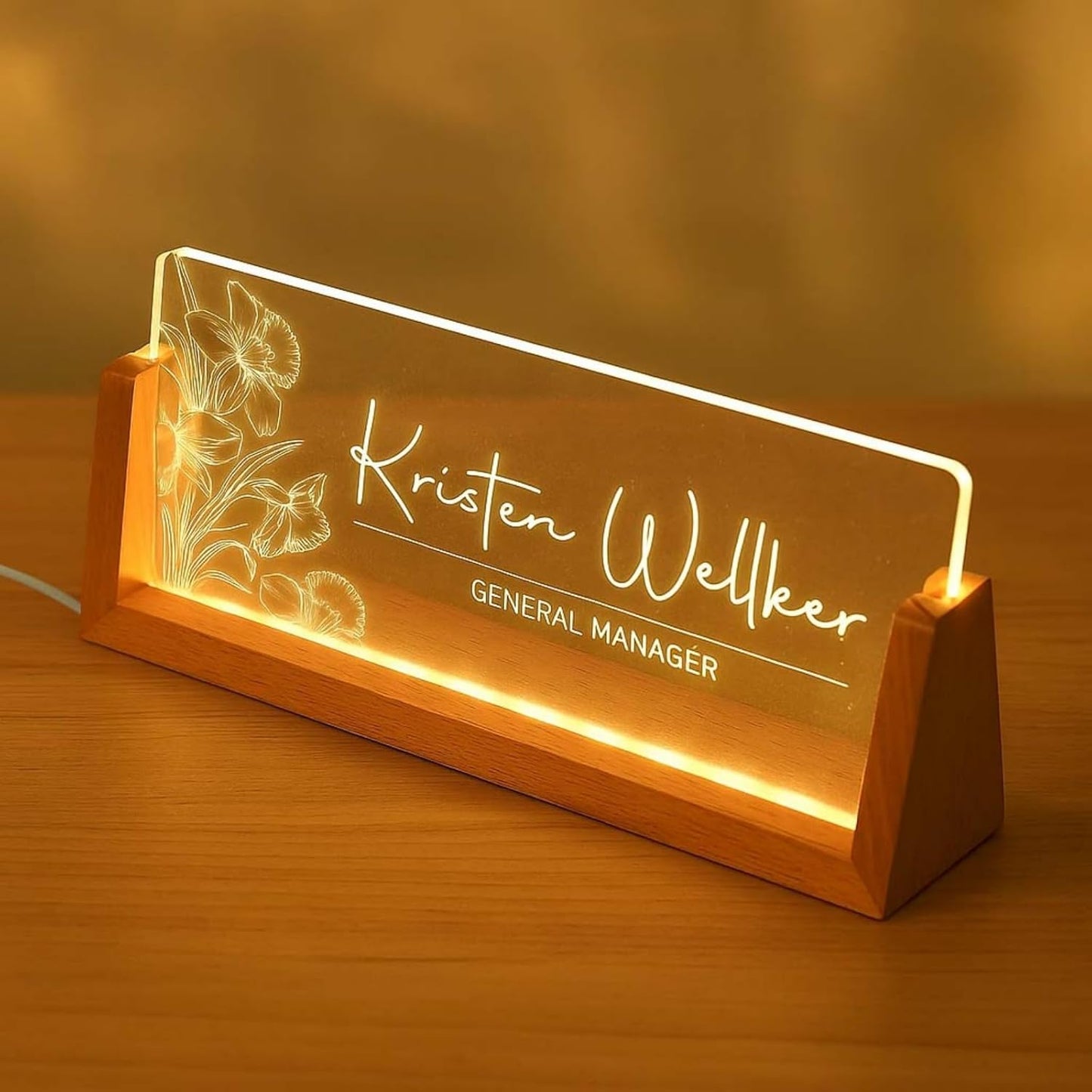 Desk Name Plate Personalized Custom Light Up Office Name Plate Customized Acrylic Name Plates for Desks Personalized Gifts Office Decor for Boss Coworkers Teacher Employee Appreciation Gifts (Design3)