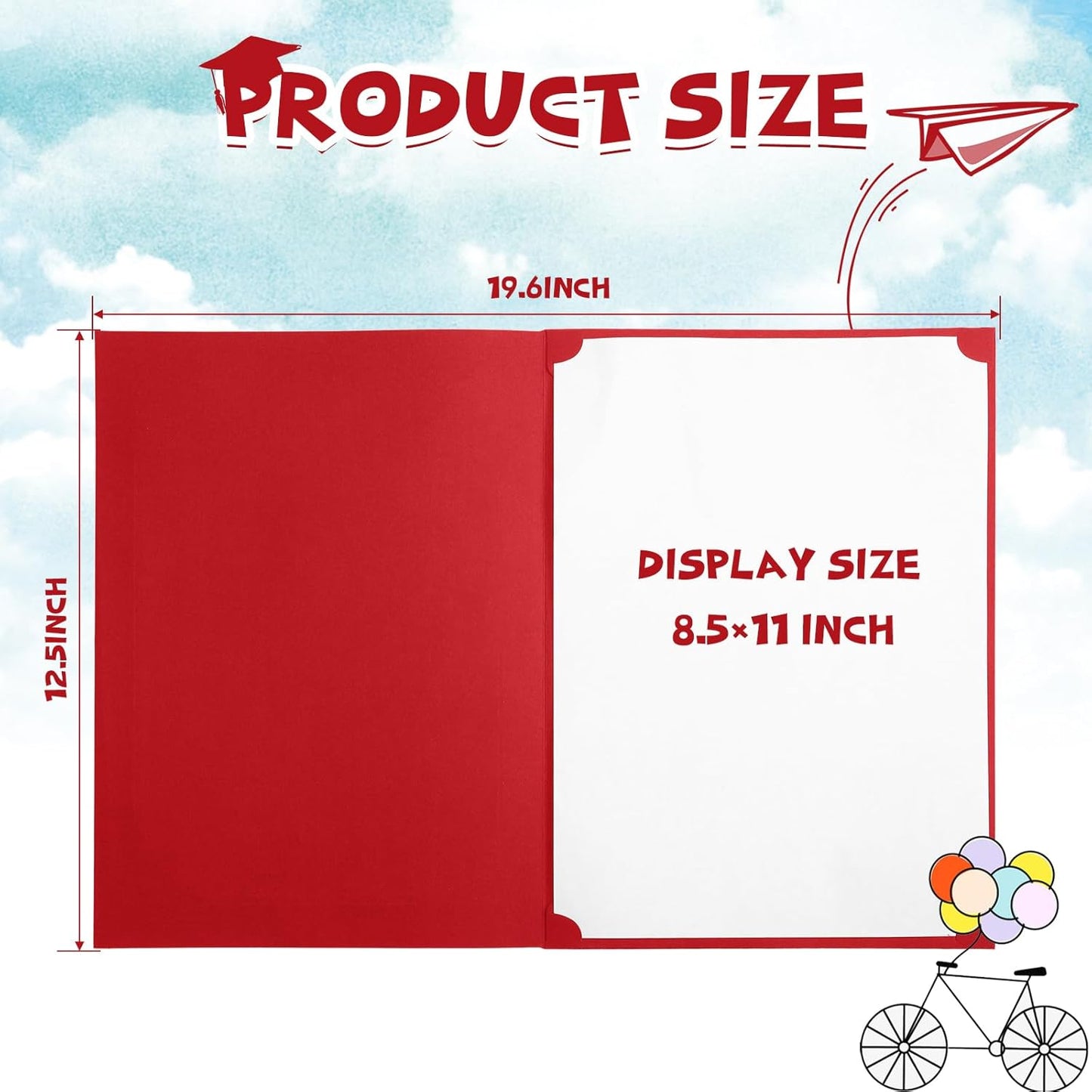 Fainne 80 Pieces Certificate Holders Diploma Holders Document Holder Certificate Covers Certificate Folders with Gold Foil Border for Letter Size 8.5 x 11 Inches Diploma Documents Awards (Bright Red)