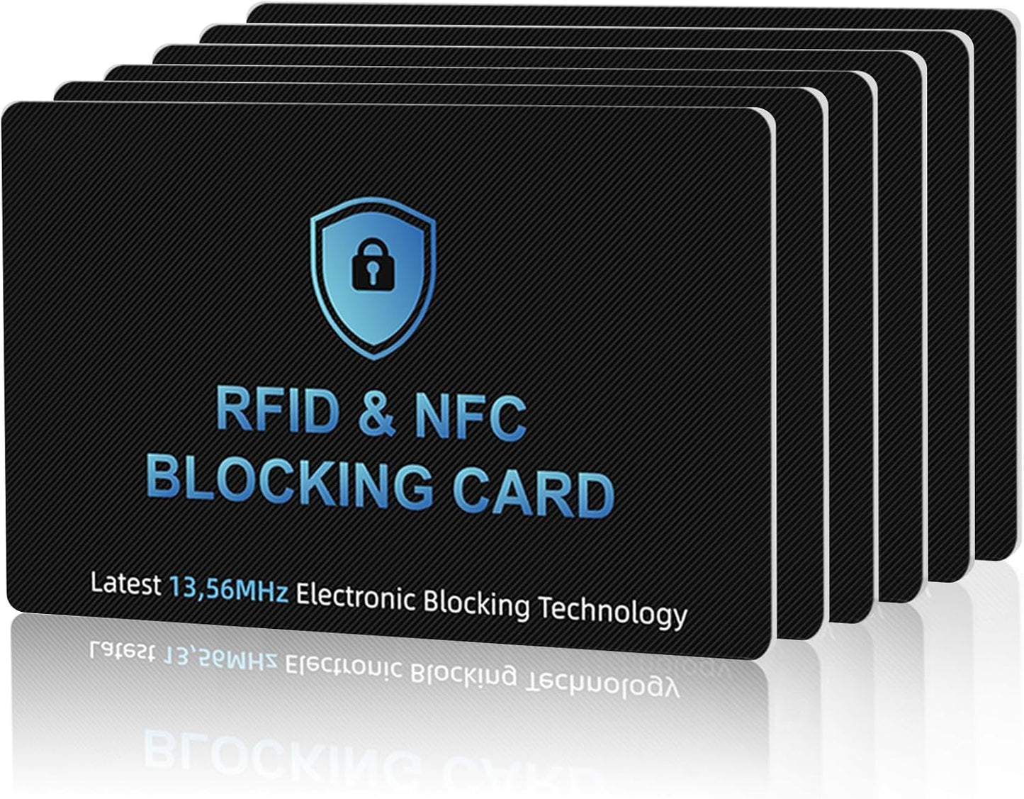 6PCS RFID Blocking Cards Premium Contactless NFC Debit Credit Card Passport Protector Blocker Set for Men & Women, Smart Slim Design Perfectly fits in Wallet and Purse