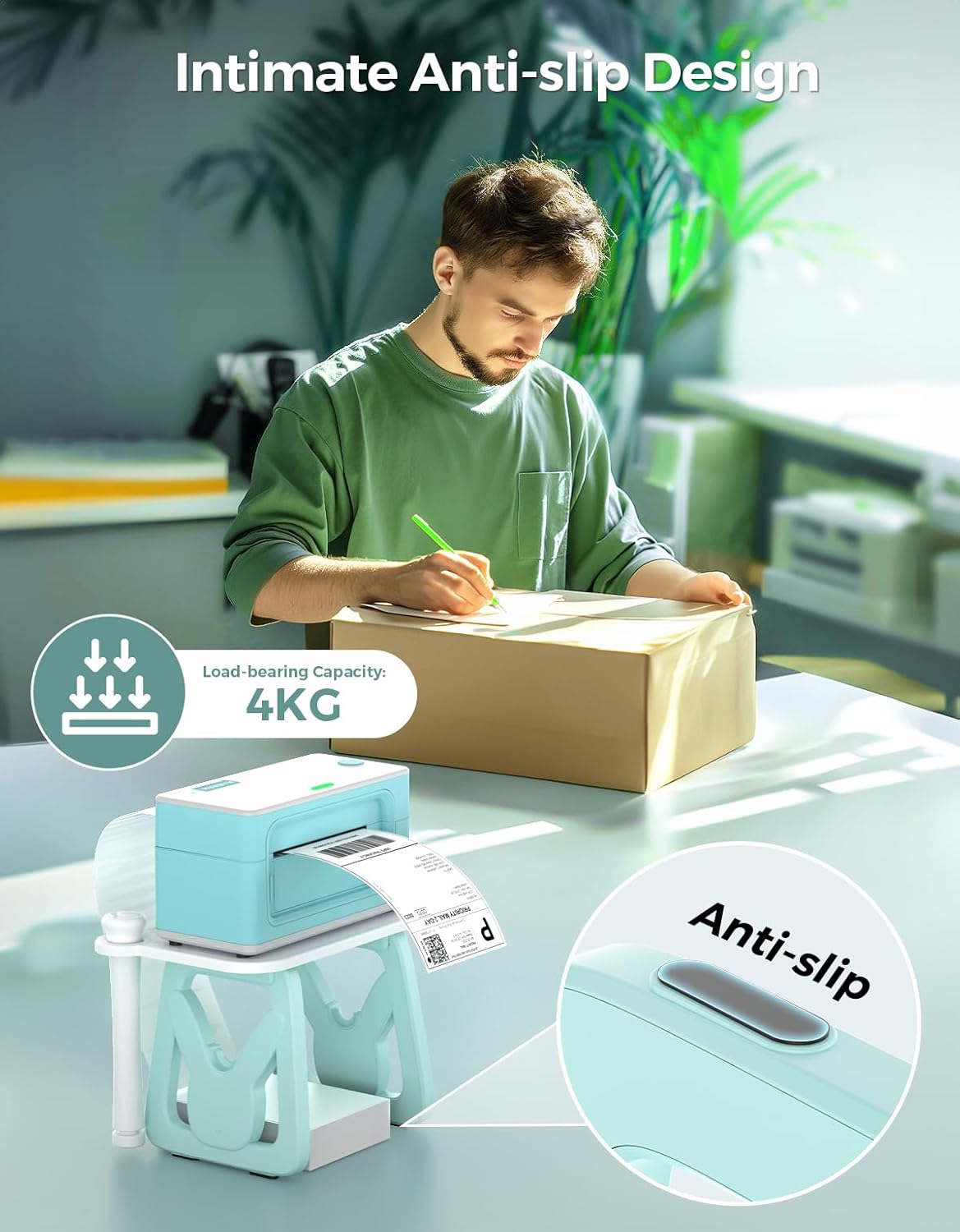 MUNBYN Label Holder for Rolls and Fanfold Labels, Thermal Sticker Holder for Desktop Thermal Printer, Accessory Supplies for Home, Office, Small Business