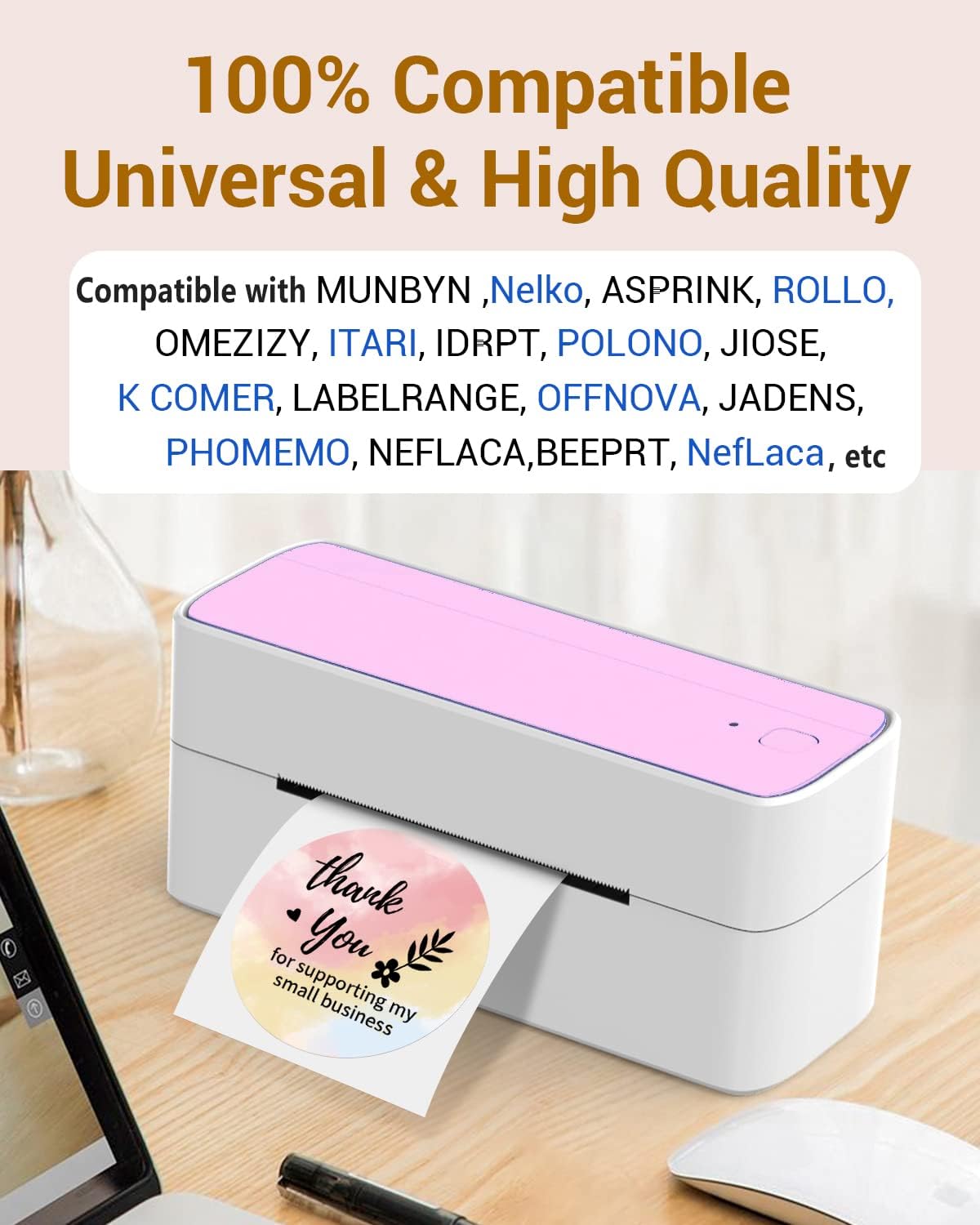 750 Pcs Phomemo 2" Color Round Thermal Label, Self-Adhesive Round Sticker Labels, Circular Direct Thermal Printer Circle Label for Logo Design, Name/Price Tag, Thanks Card, QR Code, 750 Labels/Roll