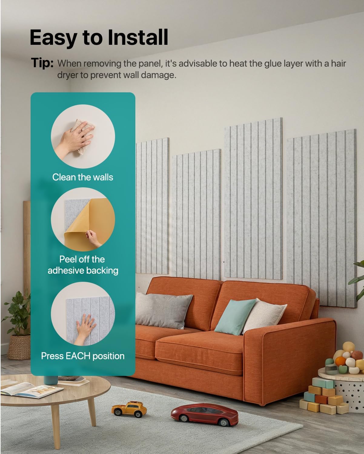 Soundsbay Large Cork Board, 71" x 47" Bulletin Board, 3 Pack Felt Wall Tiles Self-Adhesive, Pin Board for Walls Office Home Classroom Decor