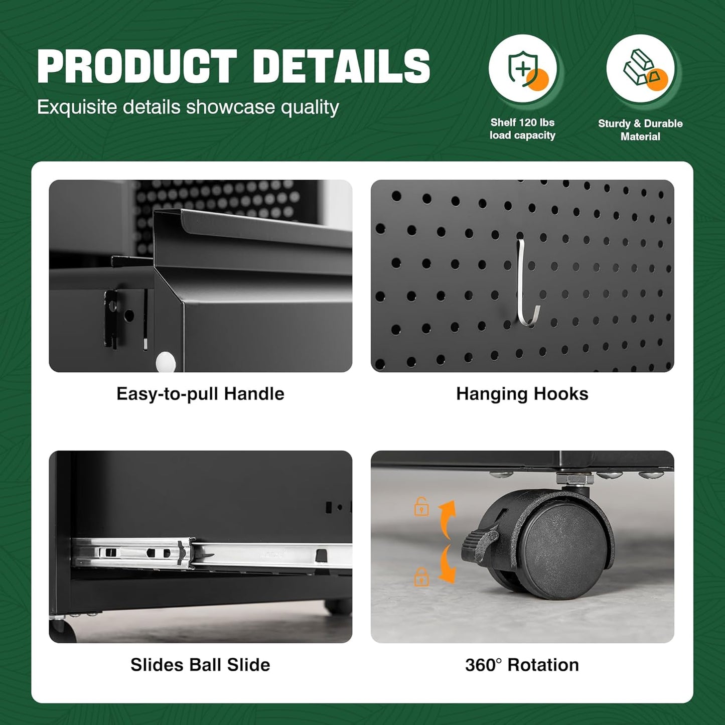 Letaya Mobile 3 Drawer File Cabinet with Lock-Metal Lateral Rolling Printer Stand Filing Cabinets for Home Office-Storage A4/F4/Letter (Black)