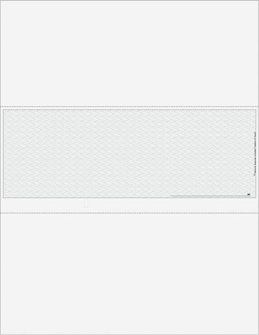 Classic Blank Business Middle Check, Blank Computer Check Paper with Gray Herringbone Background and Signature Line, 500/Pk