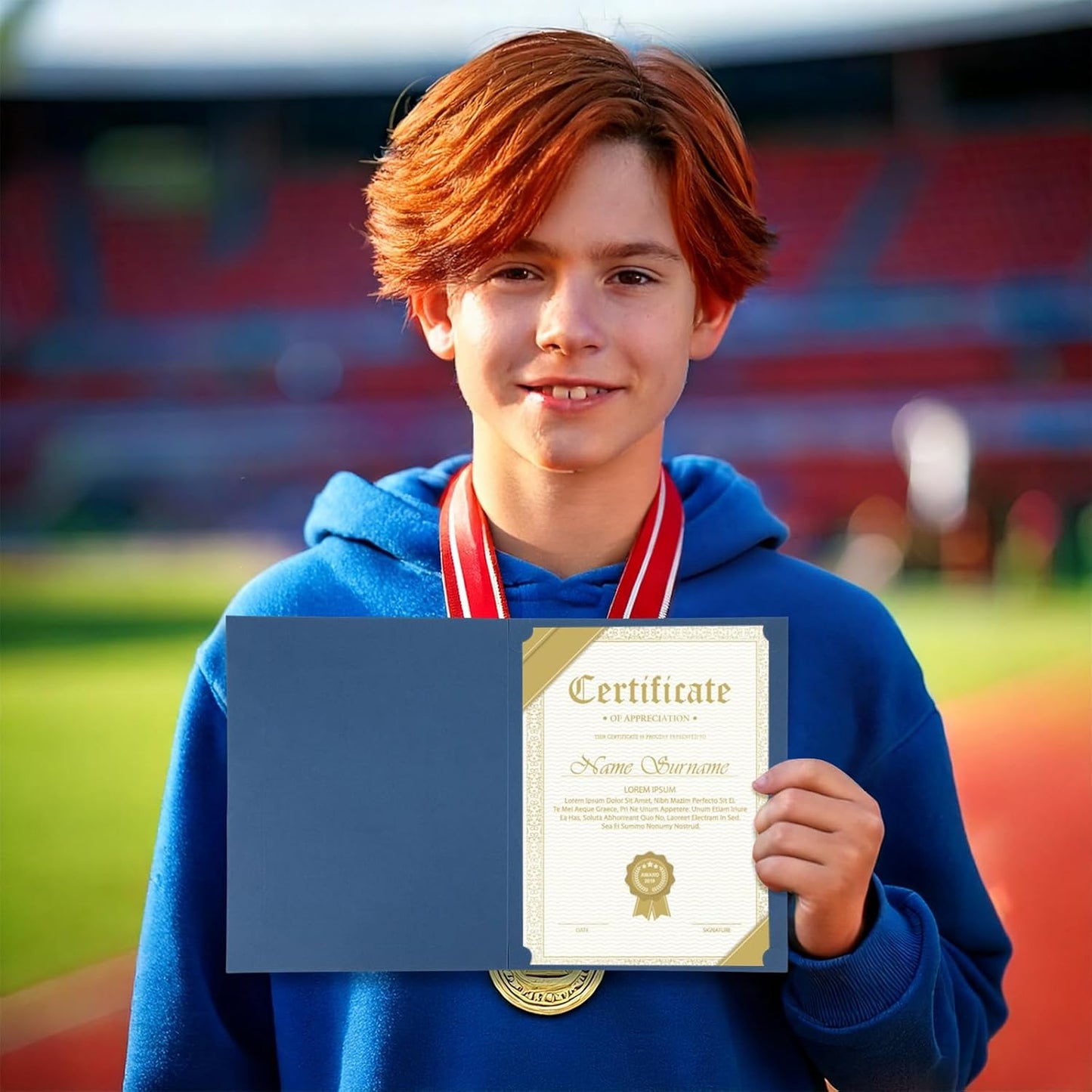 Certificate Holders - 50 Packs Blue Diploma Holders, Certificate Covers with Gold Foil Border, for Letter Size 8.5 x 11 Certificate Paper, Award, Graduation, Documents