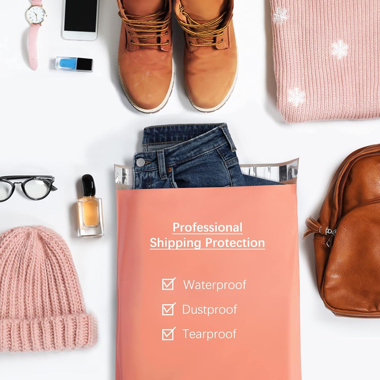 Metronic Poly Mailers 12x15.5 200 Pack, Medium Shipping Bags for Clothing, Self Seal Mailing Bags, Tear-Proof Shipping Envelopes for Small Business, Boutique, Postal Bags Poly Bags in Peach Pink