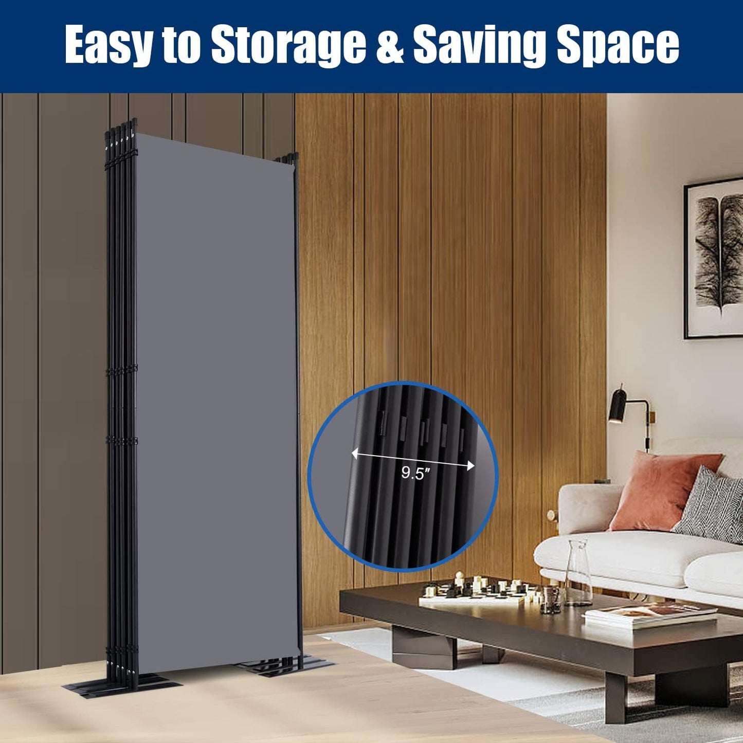 Room Divider 6FT Portable Room Dividers and Folding Privacy Screens, 204'' W Fabric Divider for Room Separation, 6 Panel Partition Room Dividers Freestanding Wall Divider Screen for Dorm Studio Office