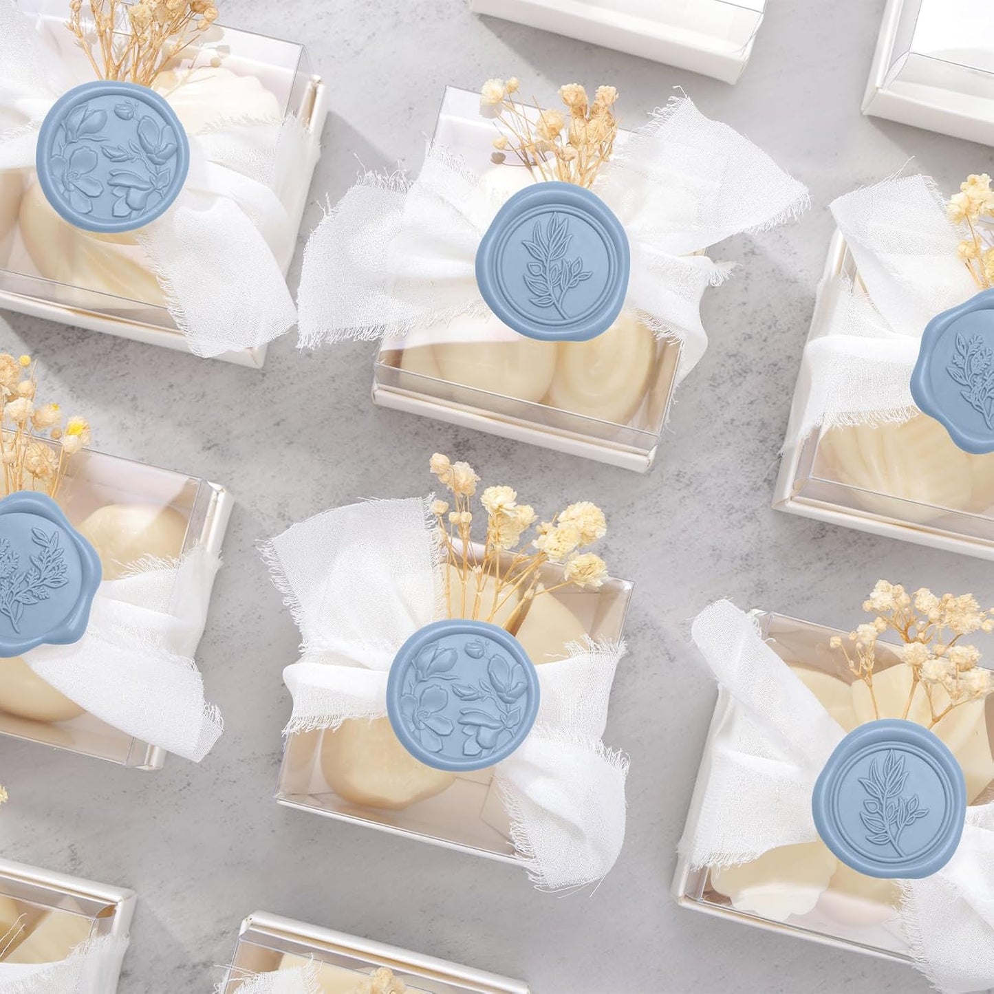 UNIQOOO Wax Seal Stickers - (3 Designs in 1 Pack) Wedding Invitation Envelope Seal Stickers, 60 Pcs Self-Adhesive Stickers, Perfect for Invitation, Christmas, Gift Wrapping (Dusty Blue)