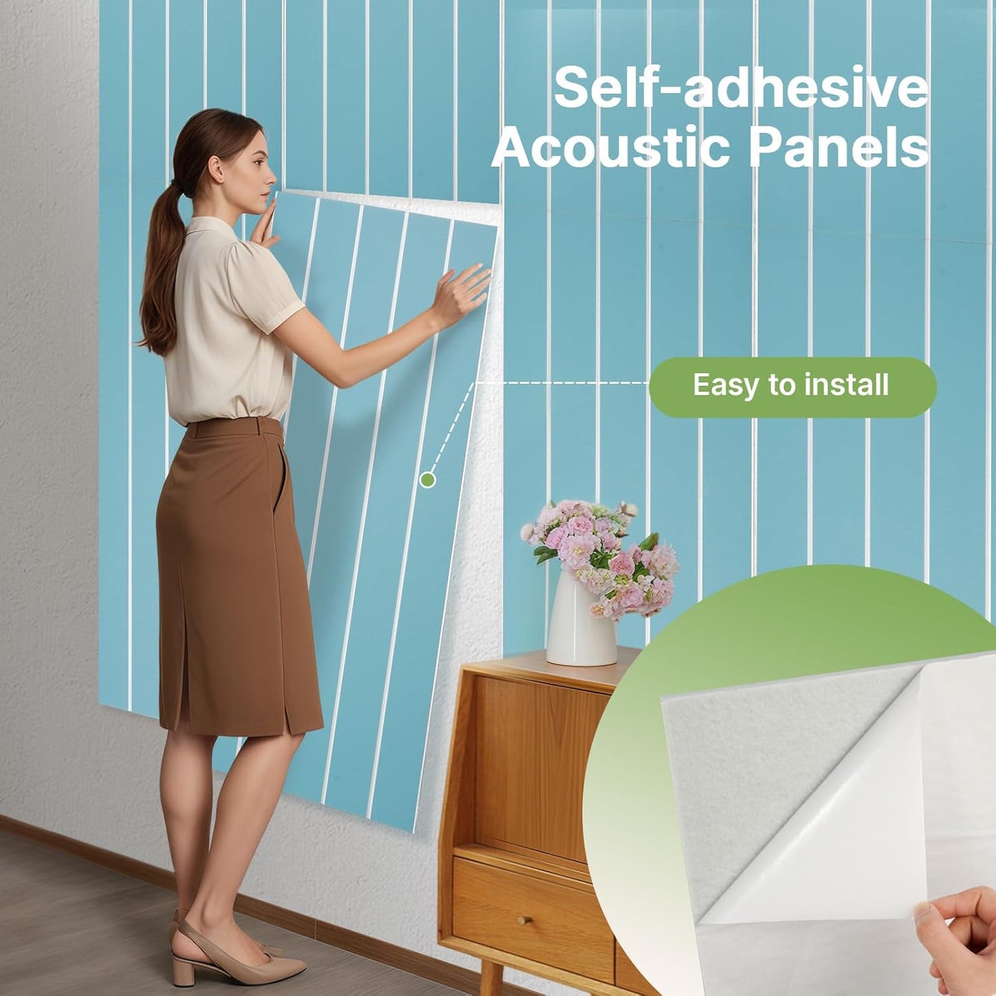 Acoustic 4 Pack Soundproofing UV Print Panels, 47.2” x 23.6” x 0.4” Adhesive Noise Dampening Wall Panels for Home Studio, Office, Gaming Room, and Theater(Blue)