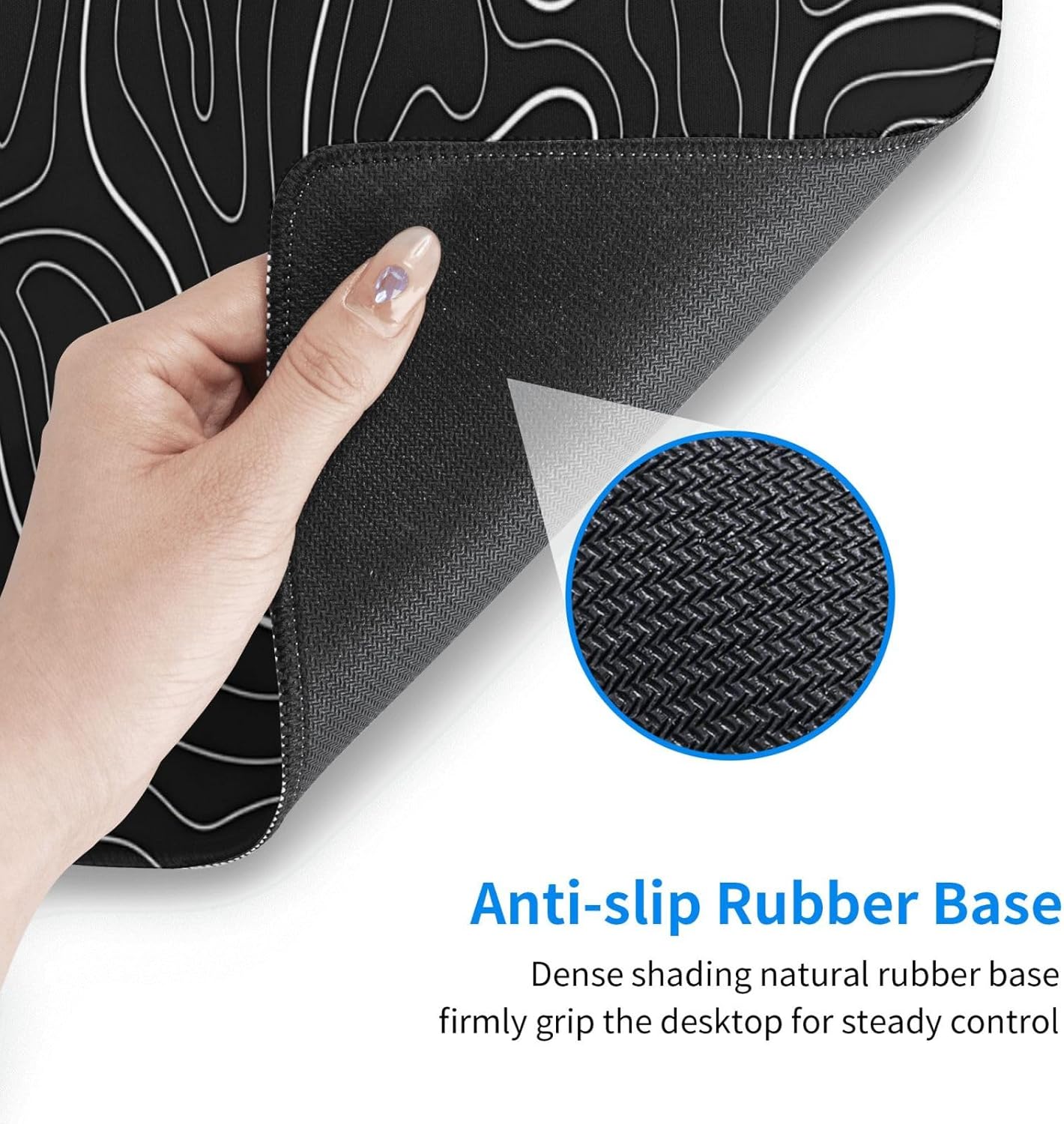 Extended Gaming Mouse Pad, Large Gaming Mouse Waterproof with Stitched Edges, Non-Slip Desktop Pad for Home and Office, Level Up Your 31.5x11.8 Inch… (Black Topographic)