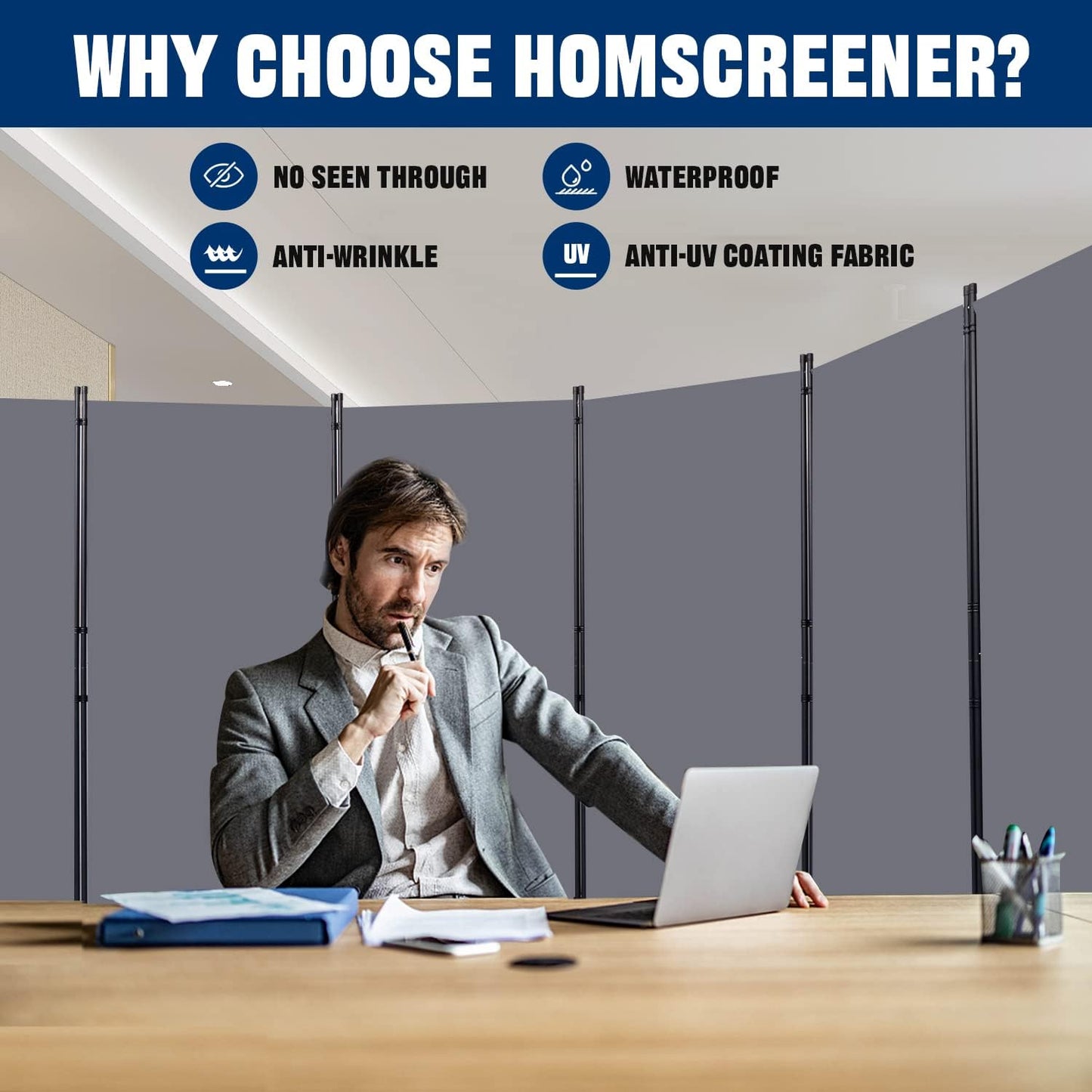 Room Divider 6FT Portable Room Dividers and Folding Privacy Screens, 204'' W Fabric Divider for Room Separation, 6 Panel Partition Room Dividers Freestanding Wall Divider Screen for Dorm Studio Office