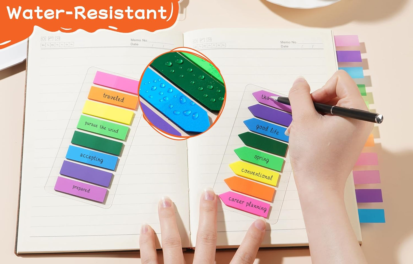 (2000 Pcs) Page Markers Bright Sticky Tabs, Translucent Small Sticky Notes Flags and Arrow Flags, Fluorescent Index Tab Stickers for Notebooks [8 Colors, 10 Sets]