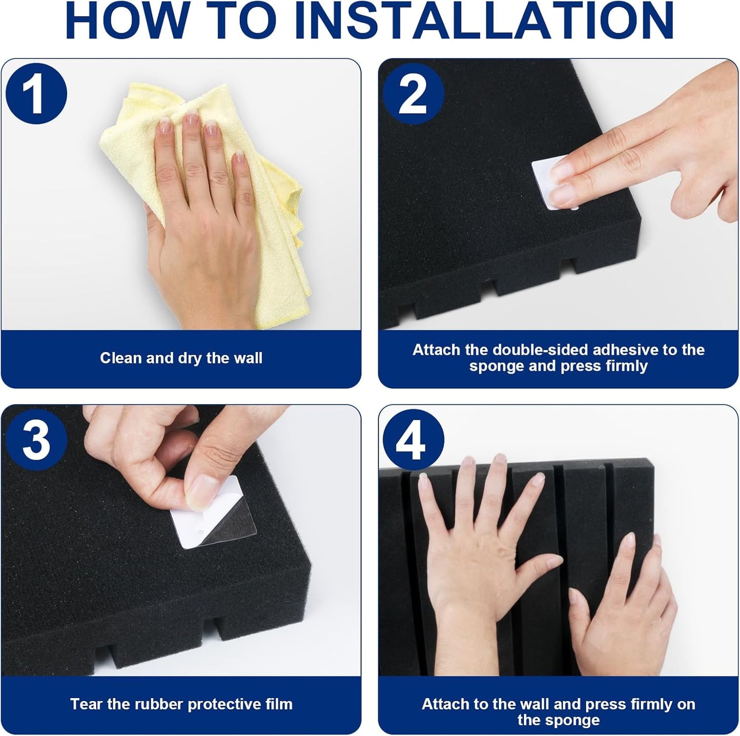 Acoustic Foam Panels, 48 x 24 x 2 inches, 2 Pack Soundproof Foam Wall Panels High Density Noise Canceling Studio Foam for Echo Absorption Home Office (Black 2 Pack, 48" x 24" x 2")