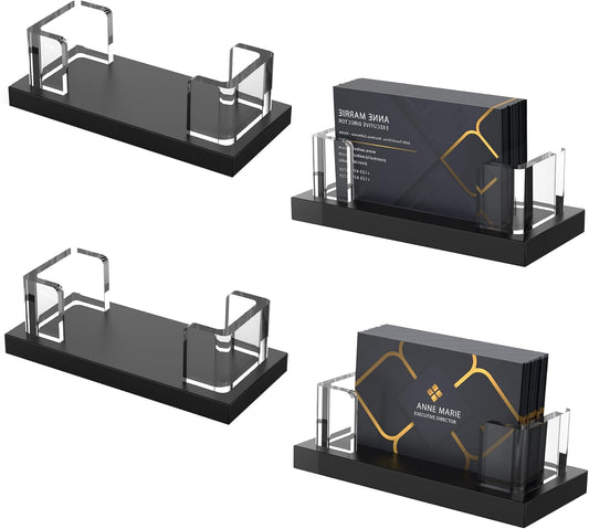 Acrylic Business Card Holder for Desk,Business Card Stand,Clear Business Card Display,Desk Business Card Holders,Business Card Display Stand,Acrylic Business Card Holder Display,Black 4 Pcs