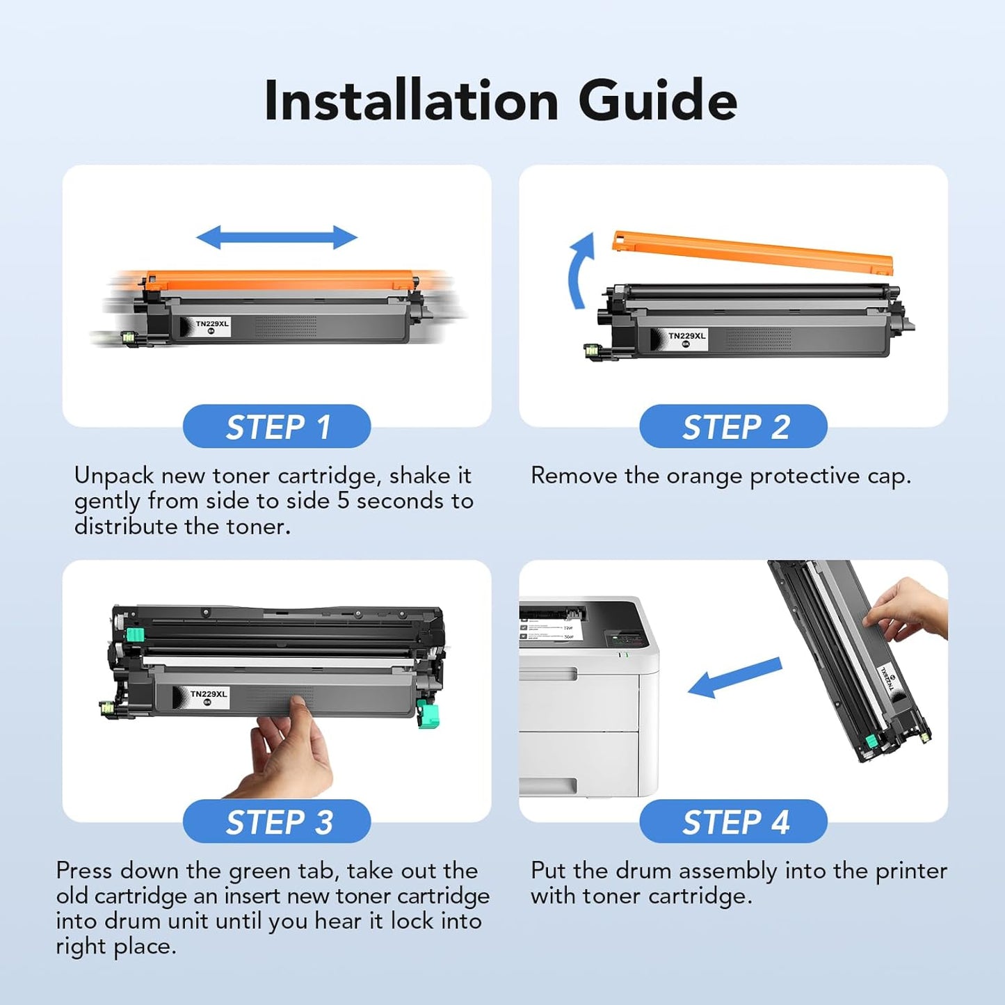 Compatible TN229XL Black Toner Cartridges Replacement for Brother TN229XL Toner Cartridges TN229XL Black use with MFC-L3780CDW HL-L3280CDW mfc-l3720cdw HL-L3220CDW HL-L3300CDW HL-L3295CDW 2BK