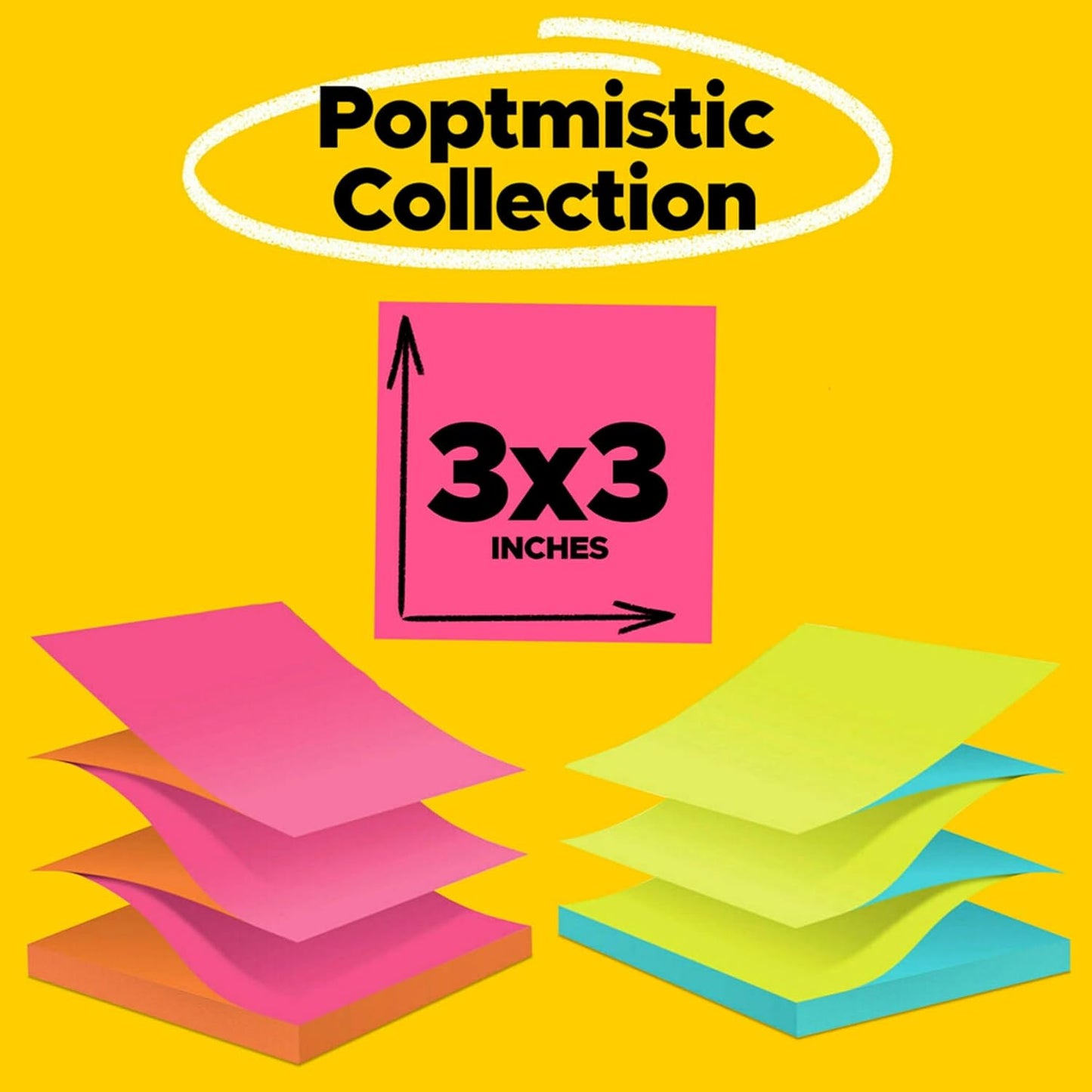 Post-it Pop-up Notes 3x3 in, 12 Pads, America's’s #1 Favorite Sticky Notes, Alternating Colors, Poptimistic Collection. Clean Removal, Recyclable (R330-N-ALT)
