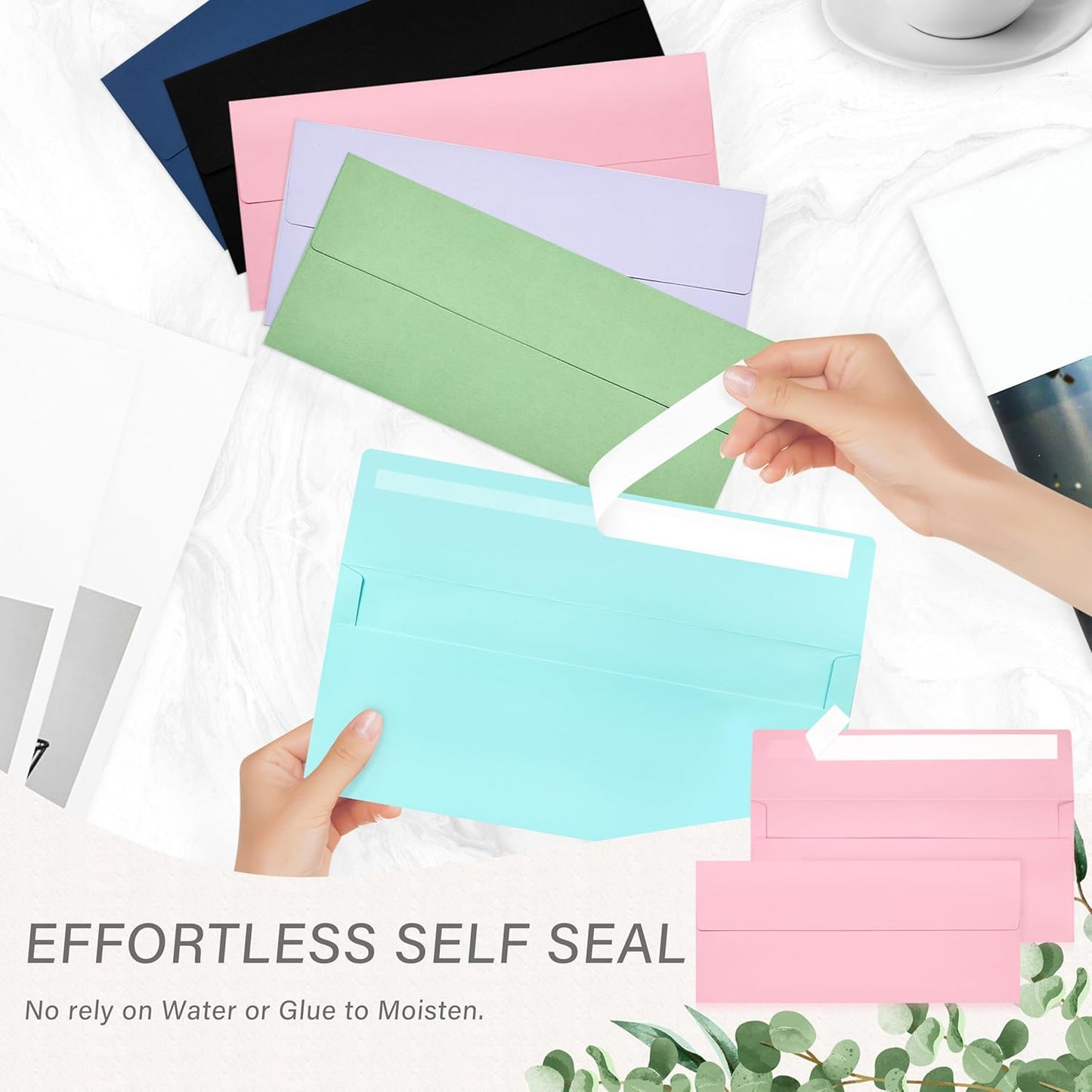 50 Pack #10 Business Envelopes, Self Seal Standard Pink Envelopes for Secure Business & Legal Mailing, Office, Checks, Letter, Invoices, 4 1/8 x 9 1/2 Inches