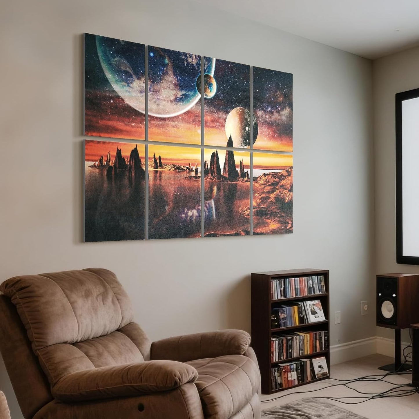 UMIACOUSTICS 8 Pcs 0.7Inch Thick Art Acoustic Panels, Total 47.2” x 31.5” Decorative Acoustical Wall Panels, Sound Absorbing Art Panels for Home, Office, Hotel, Stars Shine-Brightly