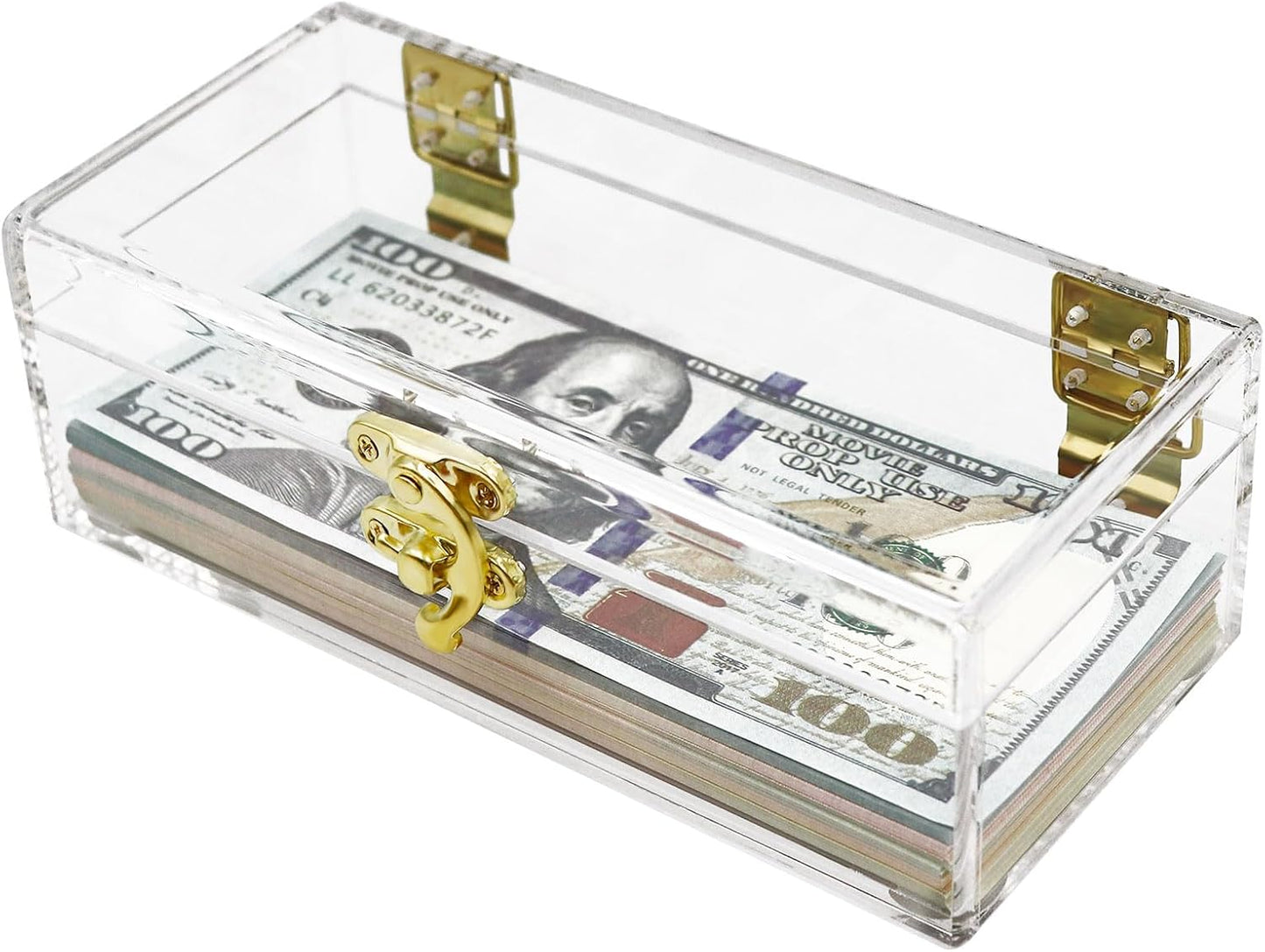 Transparent Acrylic Lockable Cash Box, Clear Piggy Bank, Money Holder, Single Row Currency Tray, Money Organizer
