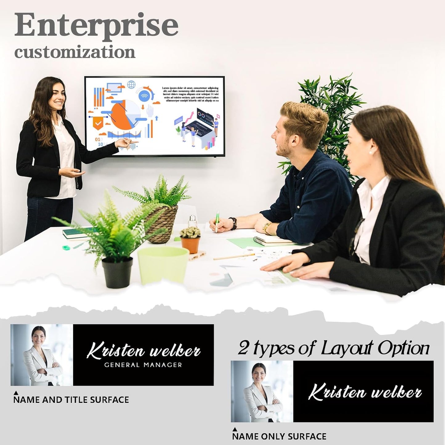 Personalized Name Plate for Desk - Custom Engraved Name Plates for Man - Boss Day Gifts for Boss - Acrylic Office Decor Appreciation Gifts for Teacher Nurse Coworker Social Worker (Elegant Black)