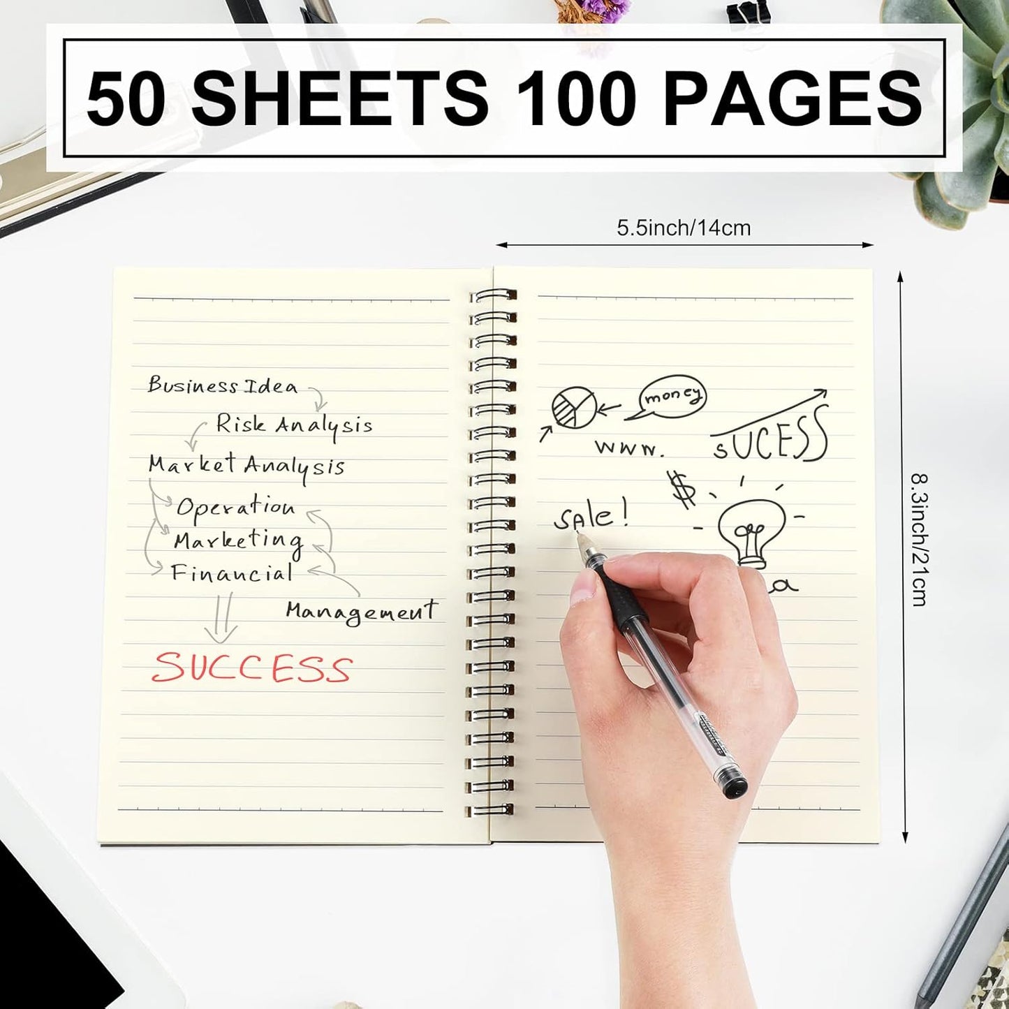 Yahenda Spiral Notebook Bulk A5 Journal Lined 8.3'' x 5.5'' Writing Composition Paper Small Notepad Subject Notebook for Students Office Business Back to School Supplies(Black,180 Pcs)