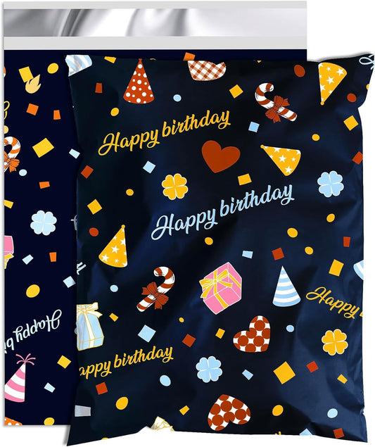 Happy Birthday Poly Mailer 10x13 Inch 100 Pcs, Waterproof Shipping Bags for Clothing, Tear-Resistant Mailier Bags, Strong Mailing Bags with Self-Seal