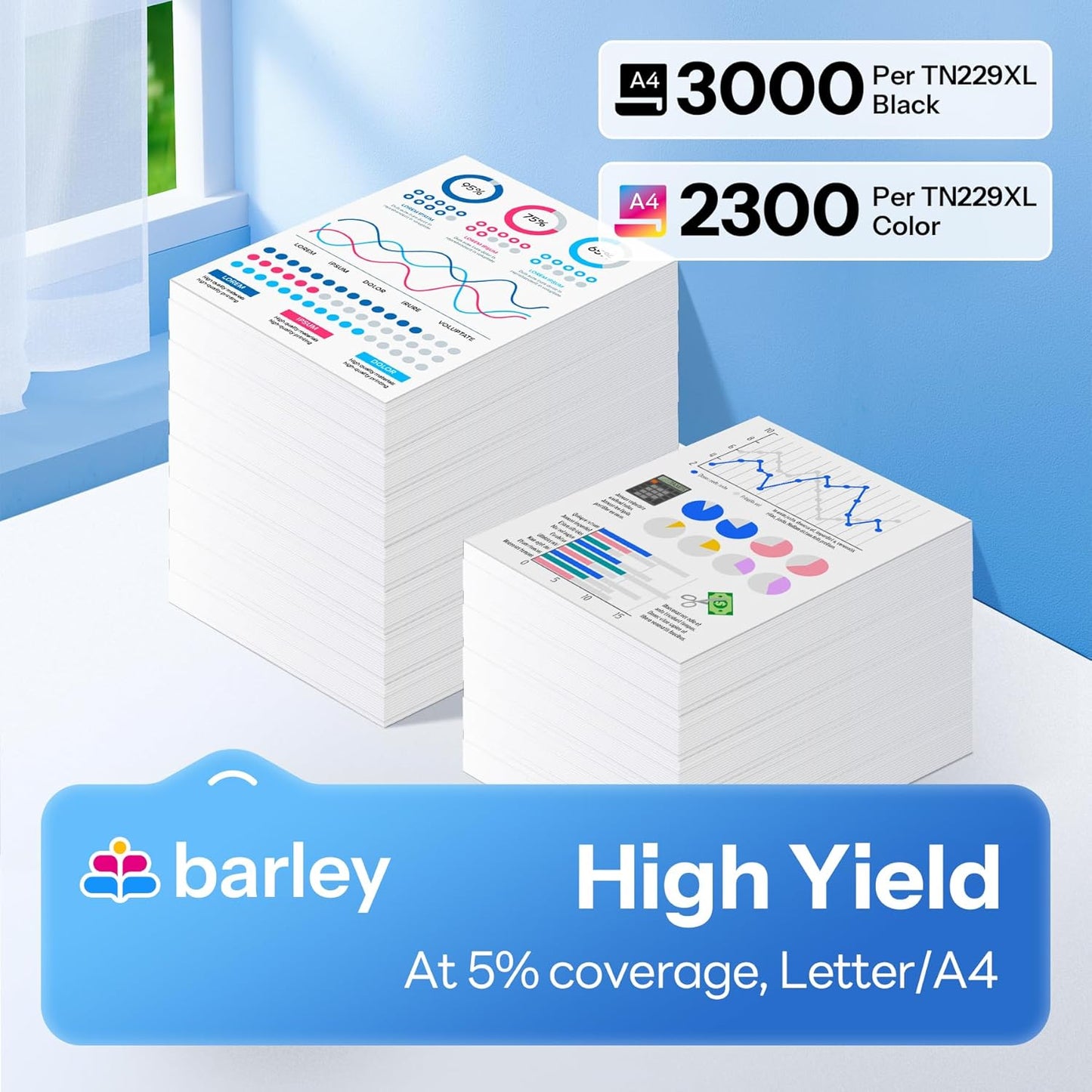 TN229XL TN229 Toner Cartridges 4 Pack High Yield Compatible TN229XL TN229 Replacement for Brother TN229XL TN-229XL TN229 XL HL-L3220CDW MFC-L3765CDW MFC-L3780CDW Printer.