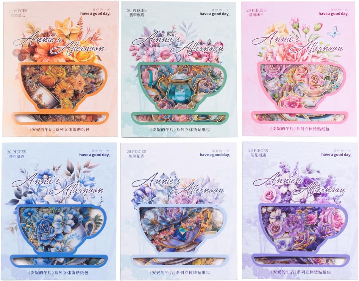 Alideco 120pcs Scrapbook Stickers Hot Stamping Flower Scrapbooking Junk Journal Crafts Embelishment Decoration Diary Stickers (annidewuhou)