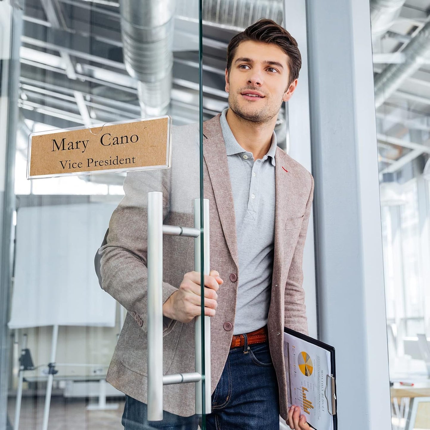 15 Pack Acrylic Wall Name Plate Holder with Adhesive Tapes 2 x 8 Inch Clear Holder Frame Acrylic Sign Name Plates for Cubicles Door Office Home Classroom Display