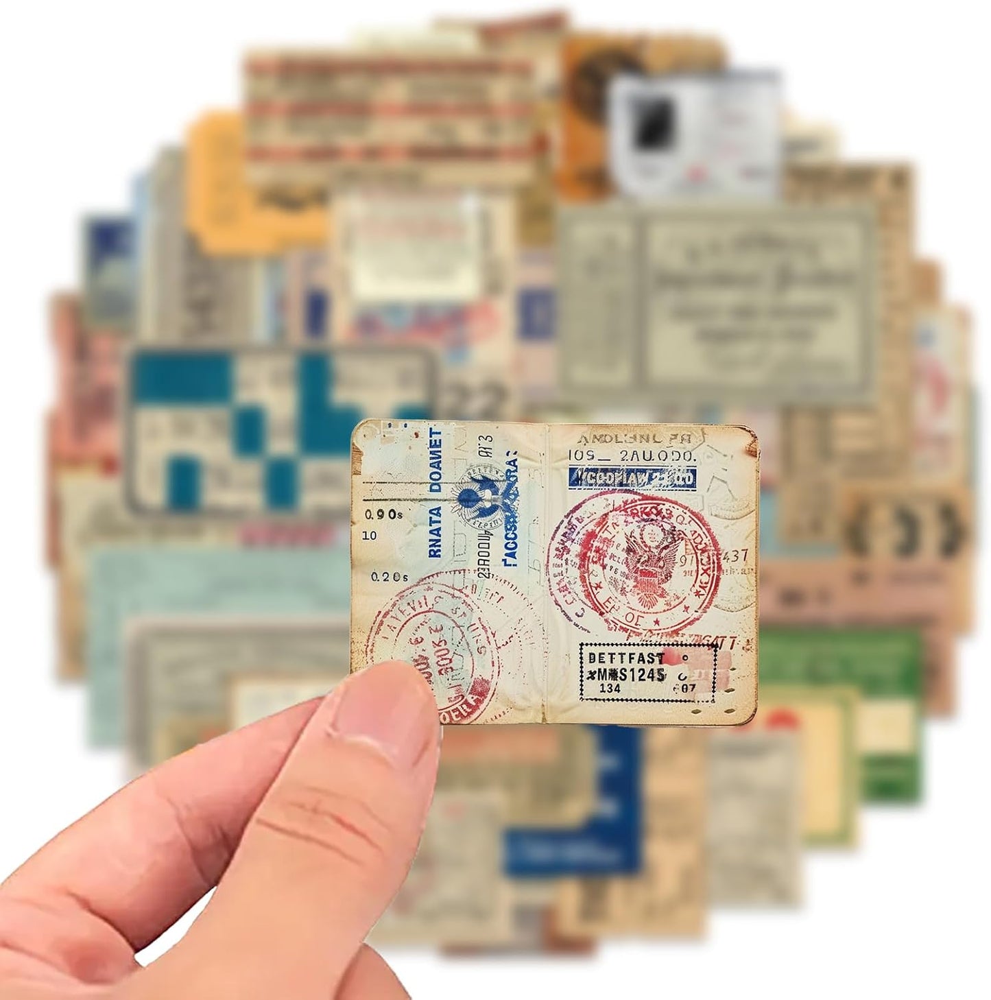 PRSTINCOL 100Pcs Vintage Sticker Pack - Scrapbooking Supplies & Junk Journal Accessories - Aesthetic Stickers for Water Bottles, Craft Kits, Bullet Journals - Retro Design