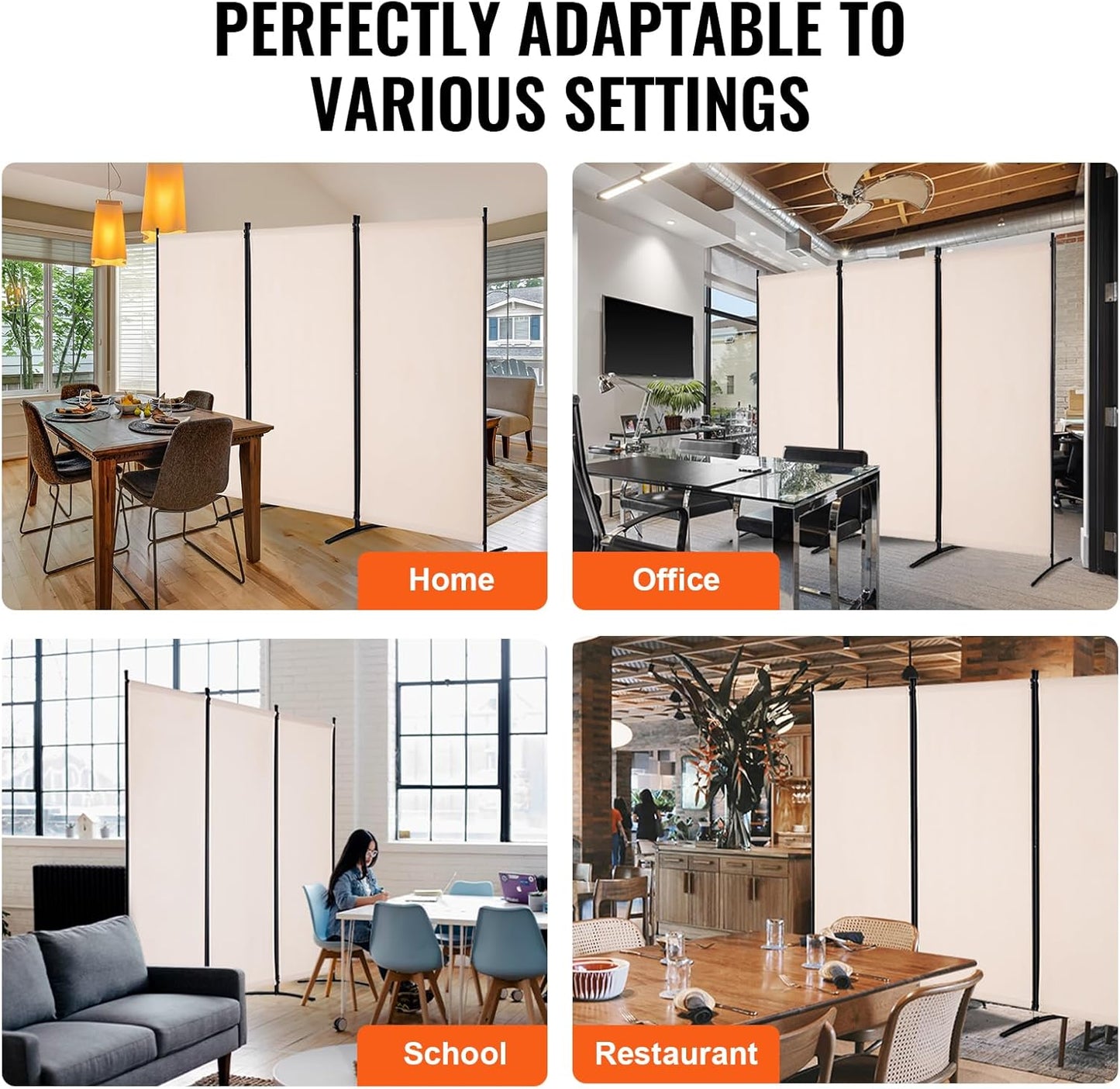 VEVOR Room Divider, 3 Panel Room Divider, Folding Privacy Screen and Portable Partition Divider for Room Separation, Freestanding Room Partitions for Office, Bedroom, Study, Beige