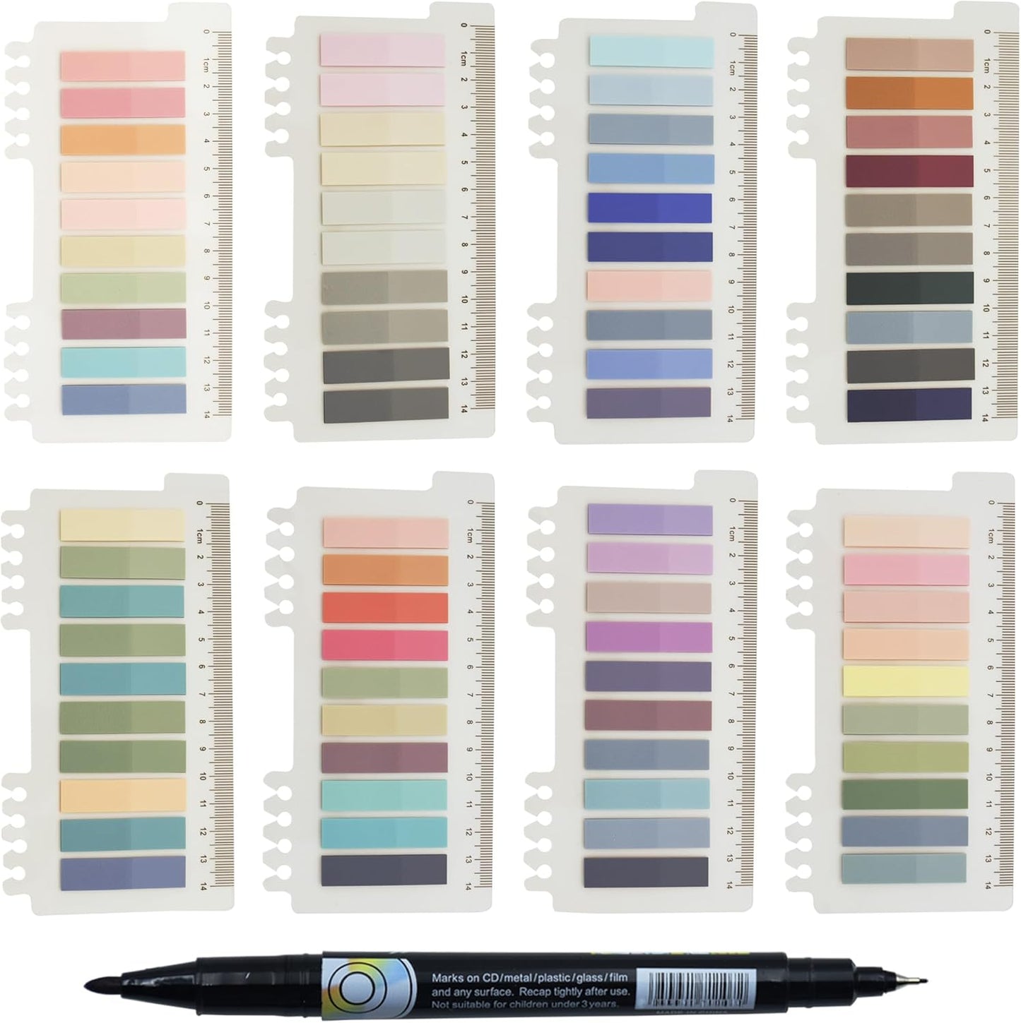 1600pcs Translucent Page Markers,Morandi Sticky Note Tabs with Binders,Repositionable Book Flags Tabs Strip for Annotating Books,Clear Sticky Notes,Page Tabs,Index Tabs