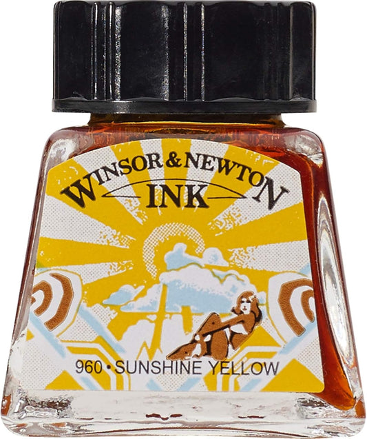 Winsor & Newton Drawing Ink, 14ml Bottle, Sunshine Yellow