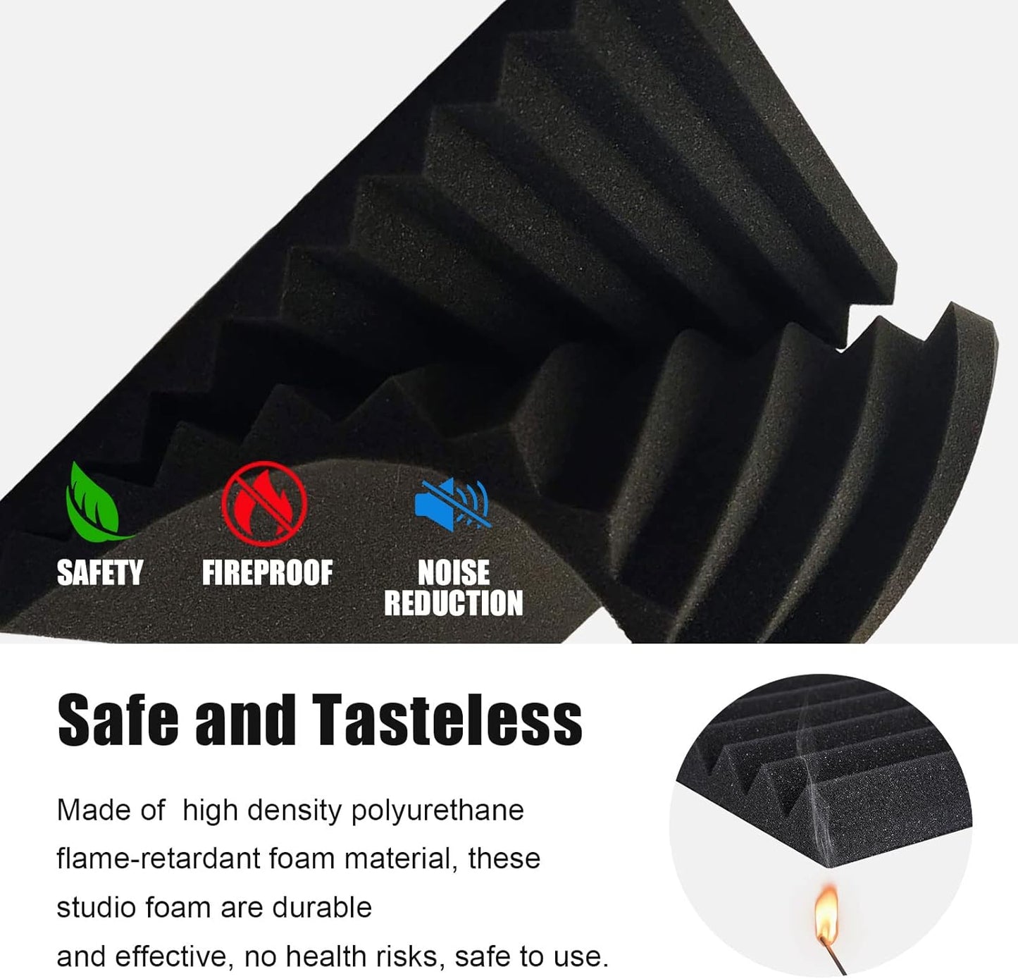 JBER 48 Pack Charcoal Acoustic Panels Studio Foam Wedges Fireproof Soundproof Padding Wall Panels 2.5 X 30 X 30cm/1" X 12" X 12"