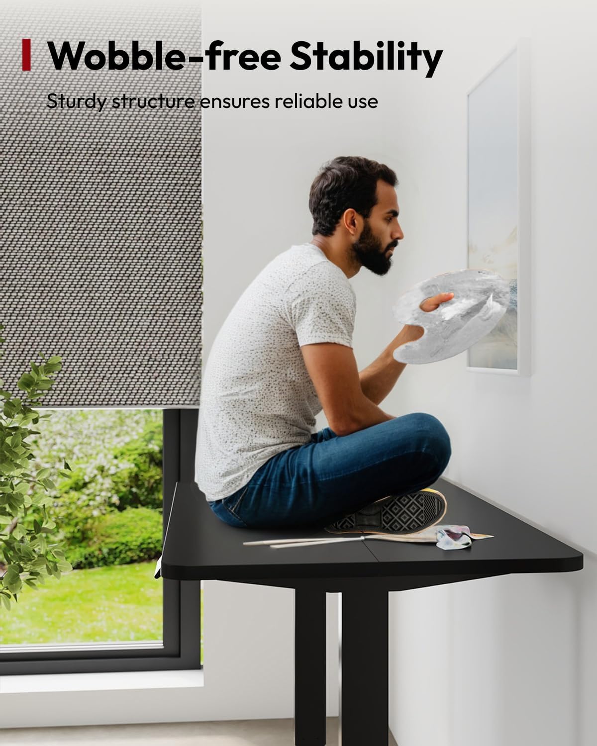 SANODESK Standing Desk Height Adjustable Electric Stand up Desk 48x24 Inches Sit Stand Home Office with Splice Board, Black Frame/Black Top