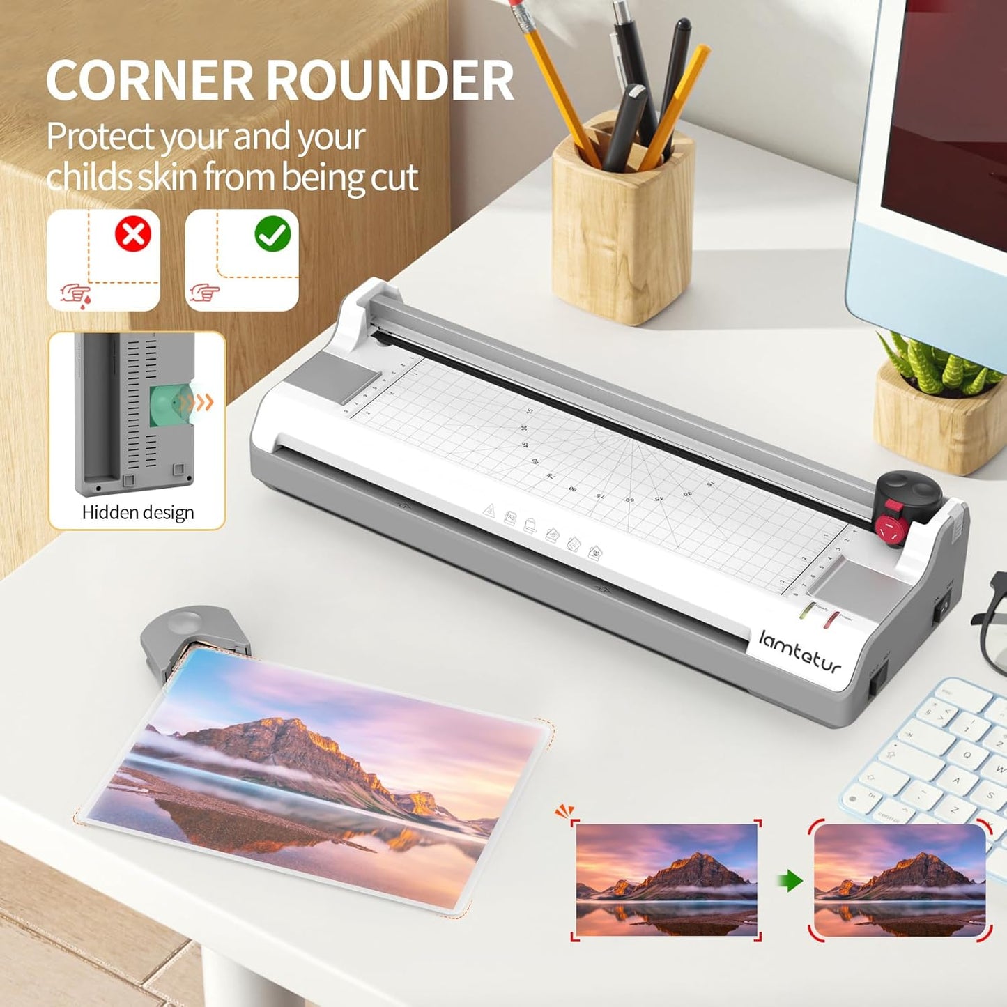 7-in-1 Thermal Laminator Machine 11X17 with 20 Letter Size Laminating Sheets,13inch Laminater for A3/A4/A6, Hot&Cold 2 Roller Lamination for Office Home School Teacher Use,Paper Cutter, Corner Rounder