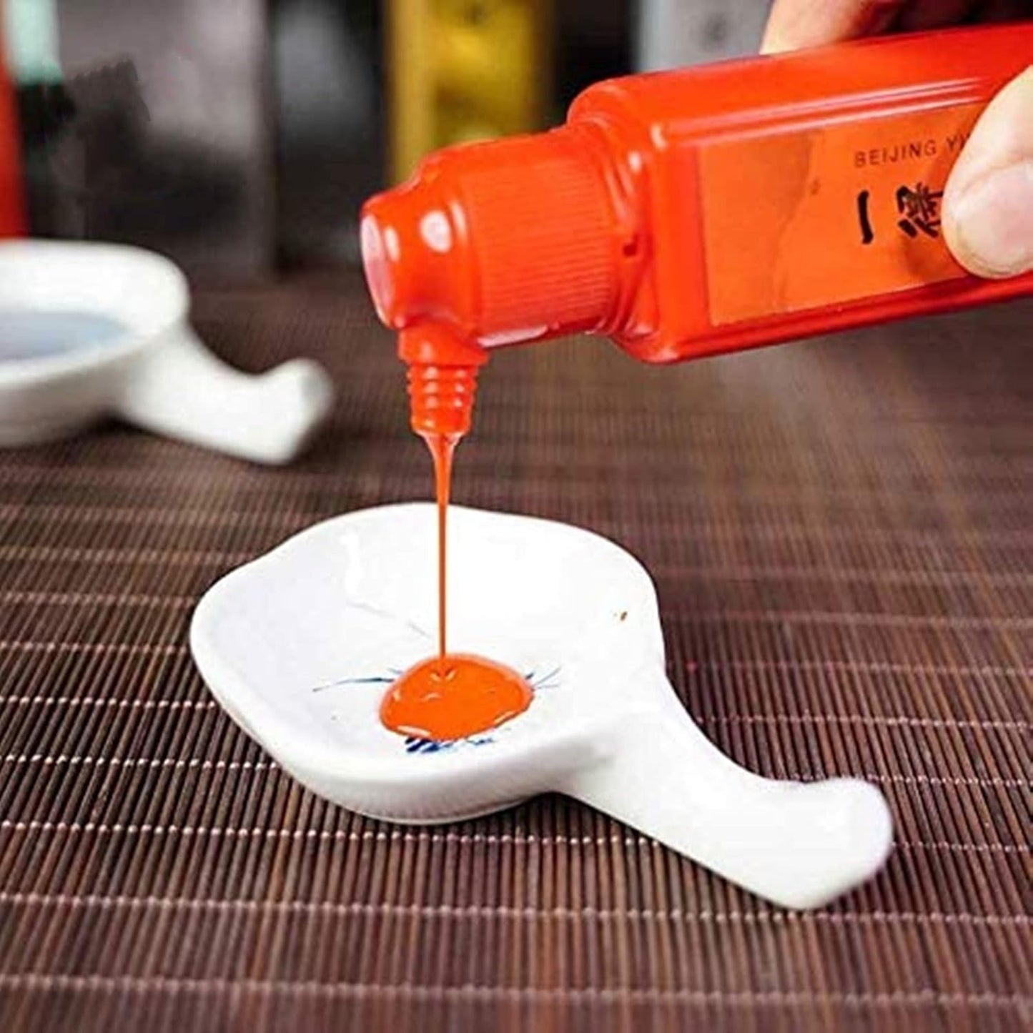 MEGREZ Yidege Colored Ink Liquid Sumi Ink for Calligraphy Practice and Chinese Brush Painting Drawing Writing Traditional Artworks, Red - 99ml (3.5 oz)