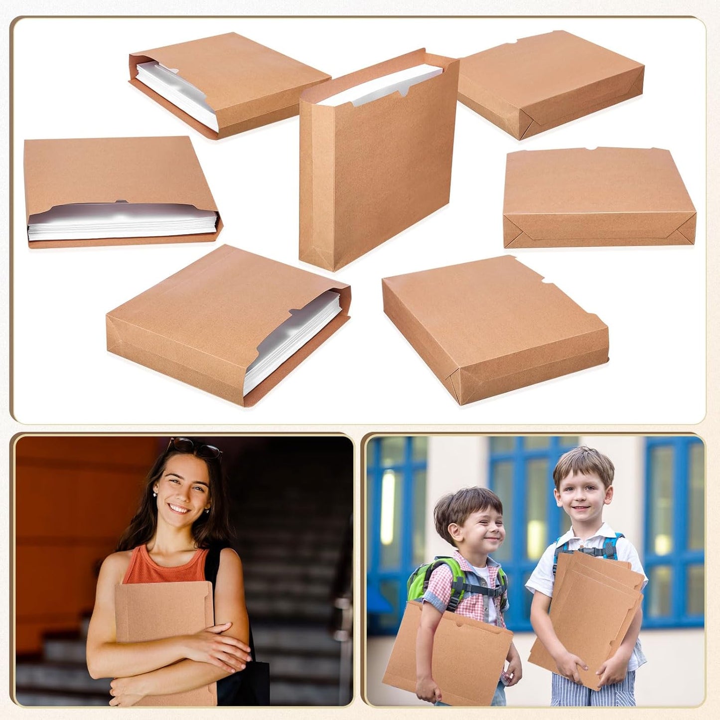 Zhehao 100 Pcs File Jackets Reinforced Straight Cut Tab Pocket Folders Expandable File Folder Expanding Paper Organizer with Tabs Expansion Pocket, Letter Size(Kraft Paper Color)