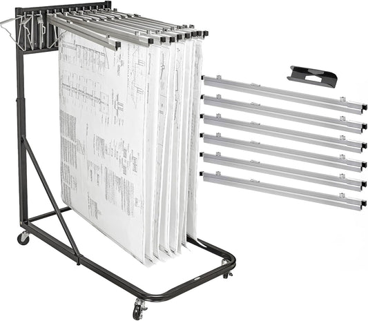 Adir Blueprint Rack and Clamps - 6 Pack of Blueprint Clamp and Mobile Blueprint Rack, Heavy-Duty Large Document Storage Solution for Blueprints, Posters, Maps, & Construction Plans