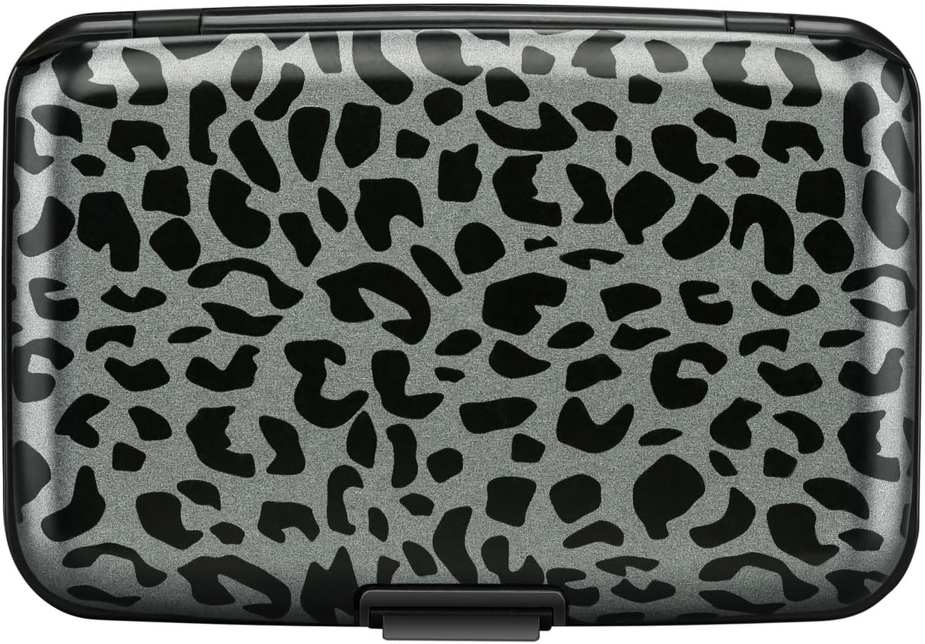 ELFISH Mini RFID Aluminum Wallet Credit Cards Holder Business Card Case Metal ID Case for Men Women(Black Leopard Print)