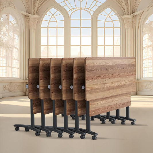 Conference Room Table with Flip-Top Design for Dynamic Meetings, Business Table Computer Desk with Heavy-Duty Frame,Foldable Seminar Meeting Tables for Home Office (6, C, 70.8IN)