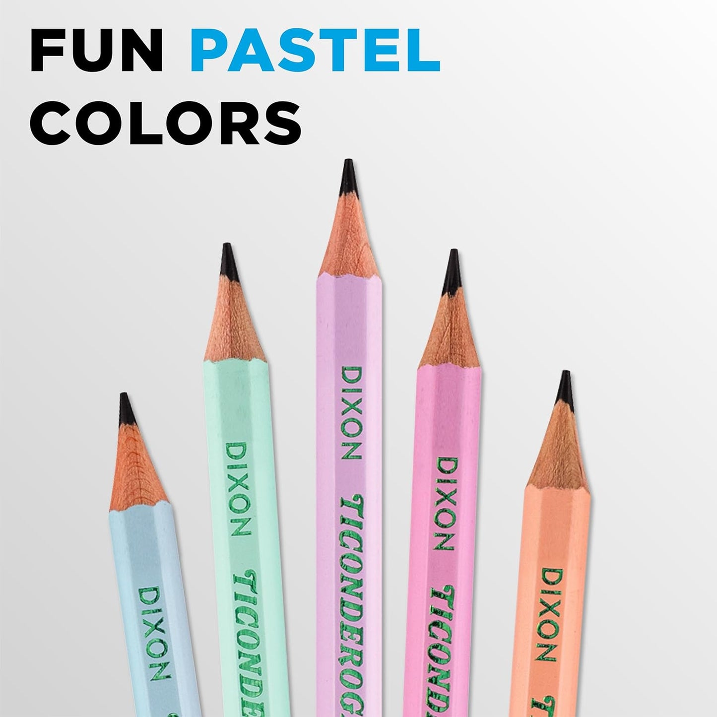 Ticonderoga® Pastel Pencils, #2 Soft, Assorted Colors, Pack of 10 Pencils
