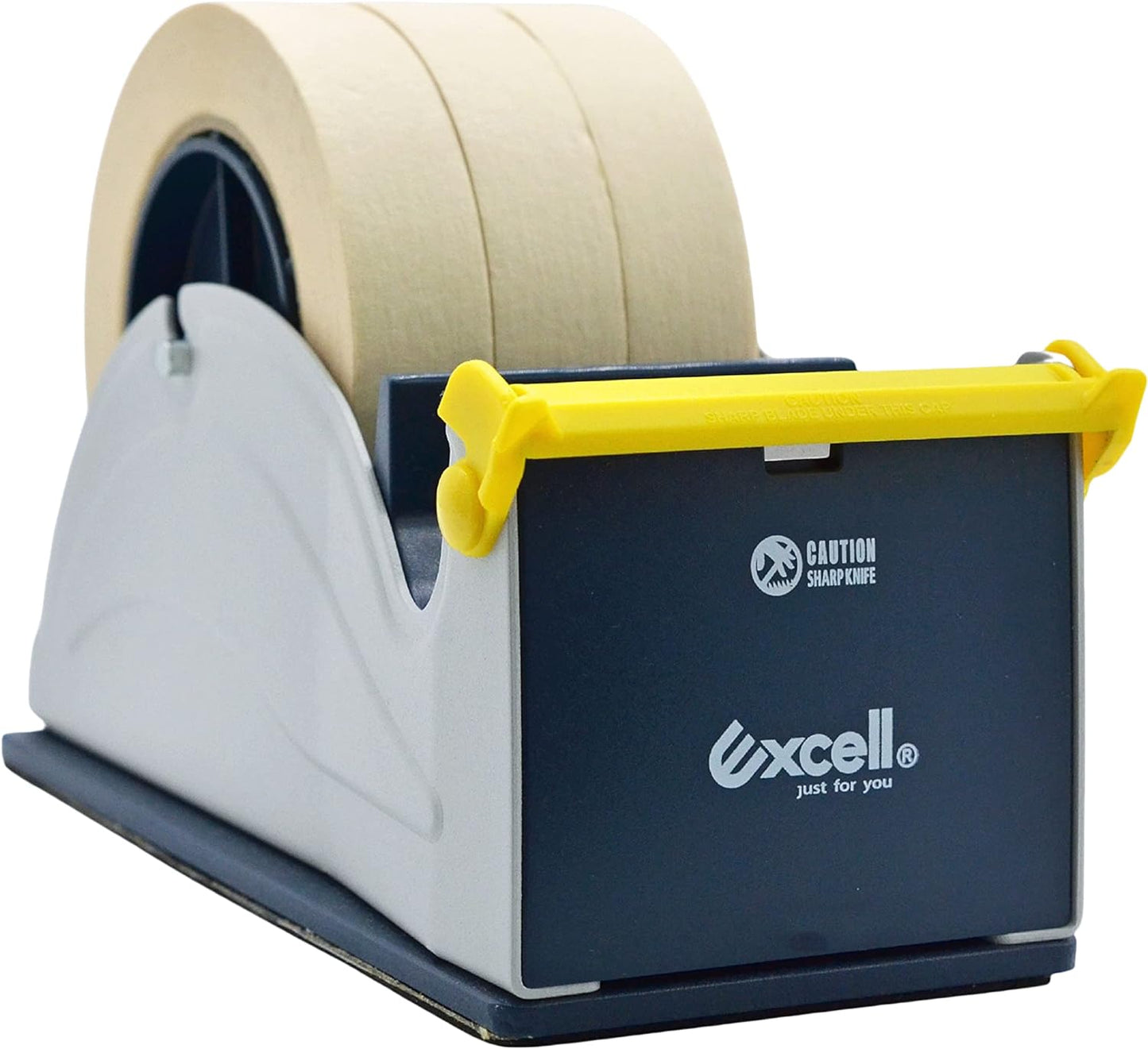 WOD TTD3SD Tabletop Multi-Roll Steel Desktop Tape Dispenser, Blue & Gray - Fits Tape up to 3 inch Wide, Holds 3 inch core, Weighted Rubber Base for Stability