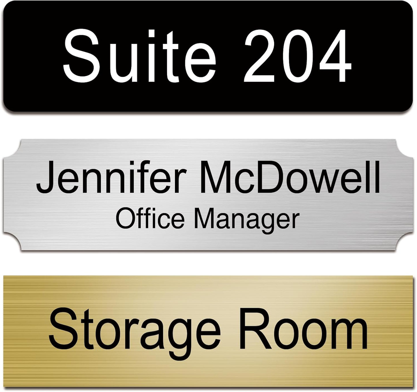Custom Office Engraved Name Plate for Door or Wall Sign, Personalized Door Name Plate for Office with Adhesive, Laser Engraving, 10 Colors Available, 3 Styles (2" x 10")