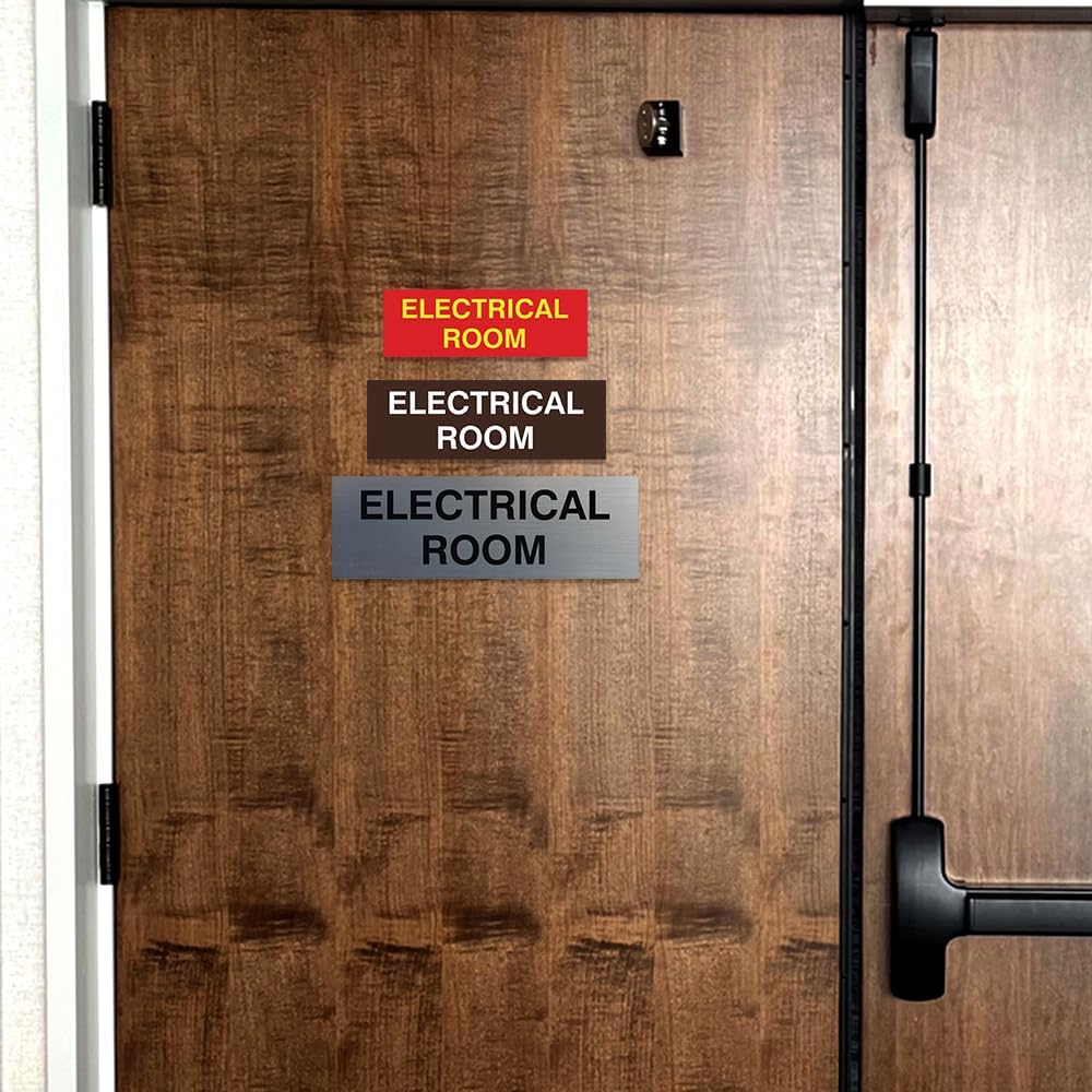 All Quality Basic Electrical Room Door/Wall Sign | Durable Construction | Building Safety - White - Large (1 Pack)