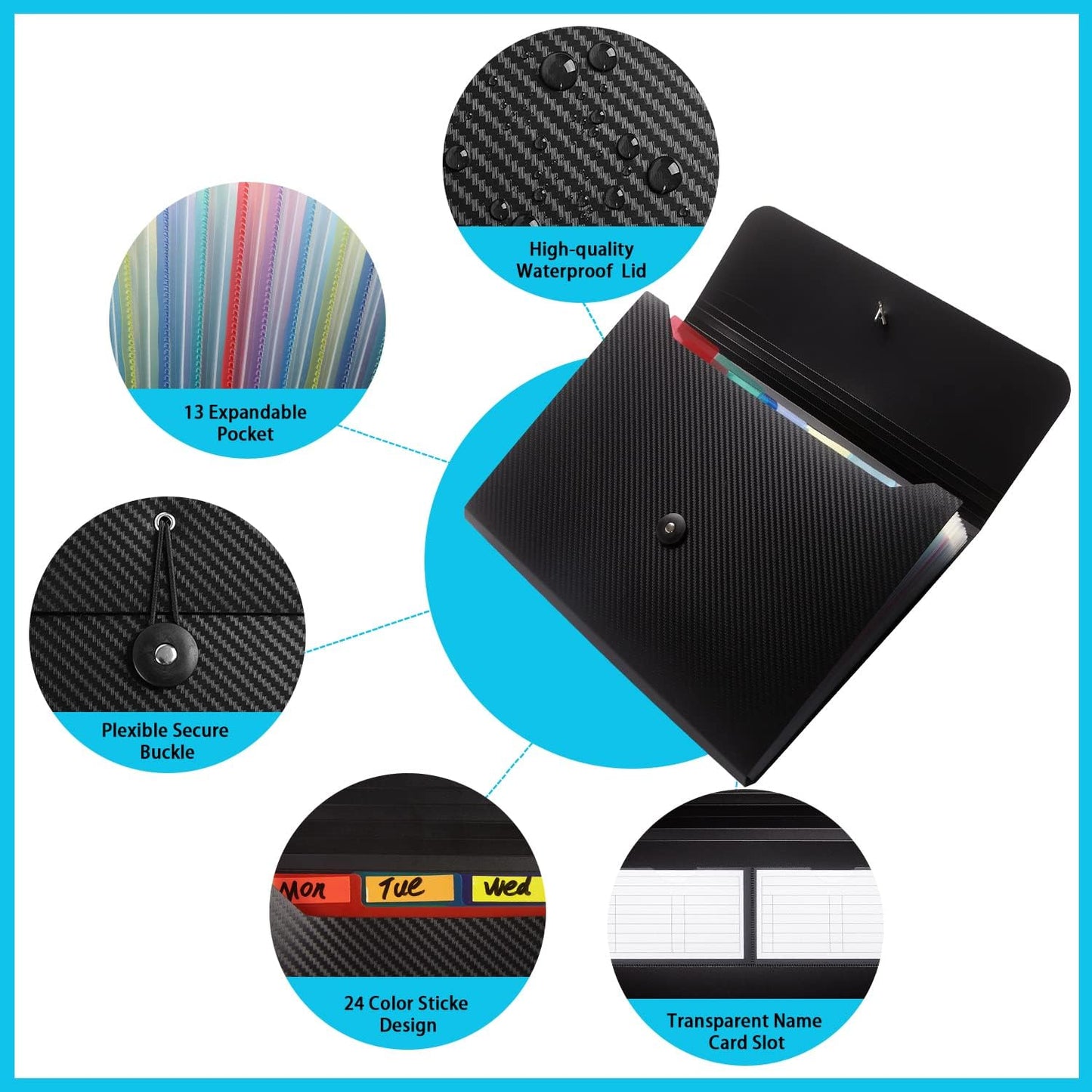 Expanding File Folder, File Organizer,13 Pockets, Grey, File Organizer Accordion Filing Folder for Documents, Aesthetic Paper Organizer Folder for Work, School, Home, Office