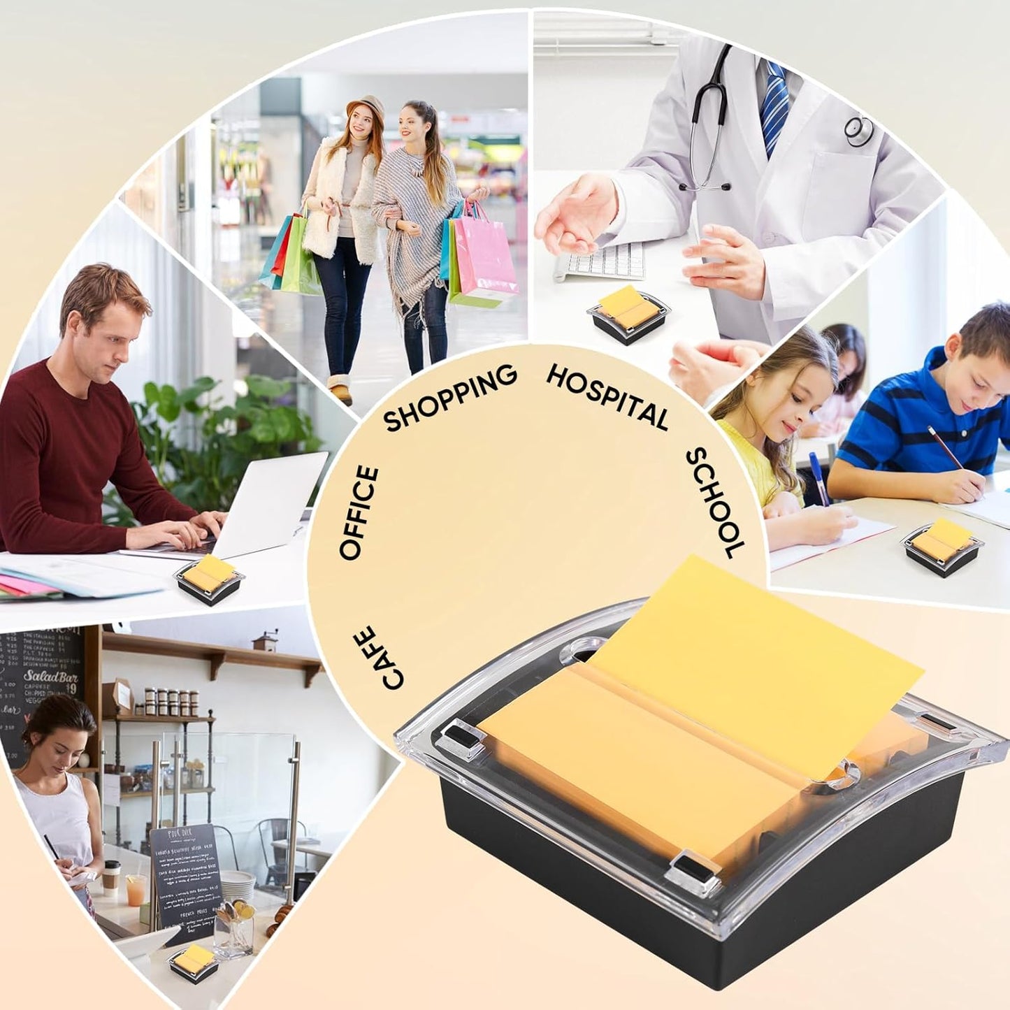 1 Pcs Pop Up Note Dispenser，Sticky Note Holder ，3 x 3 Inch，Clear Top and Black Base Sticky Notes Dispenser for School Office Home Store Classroom Desk Supplies (1)