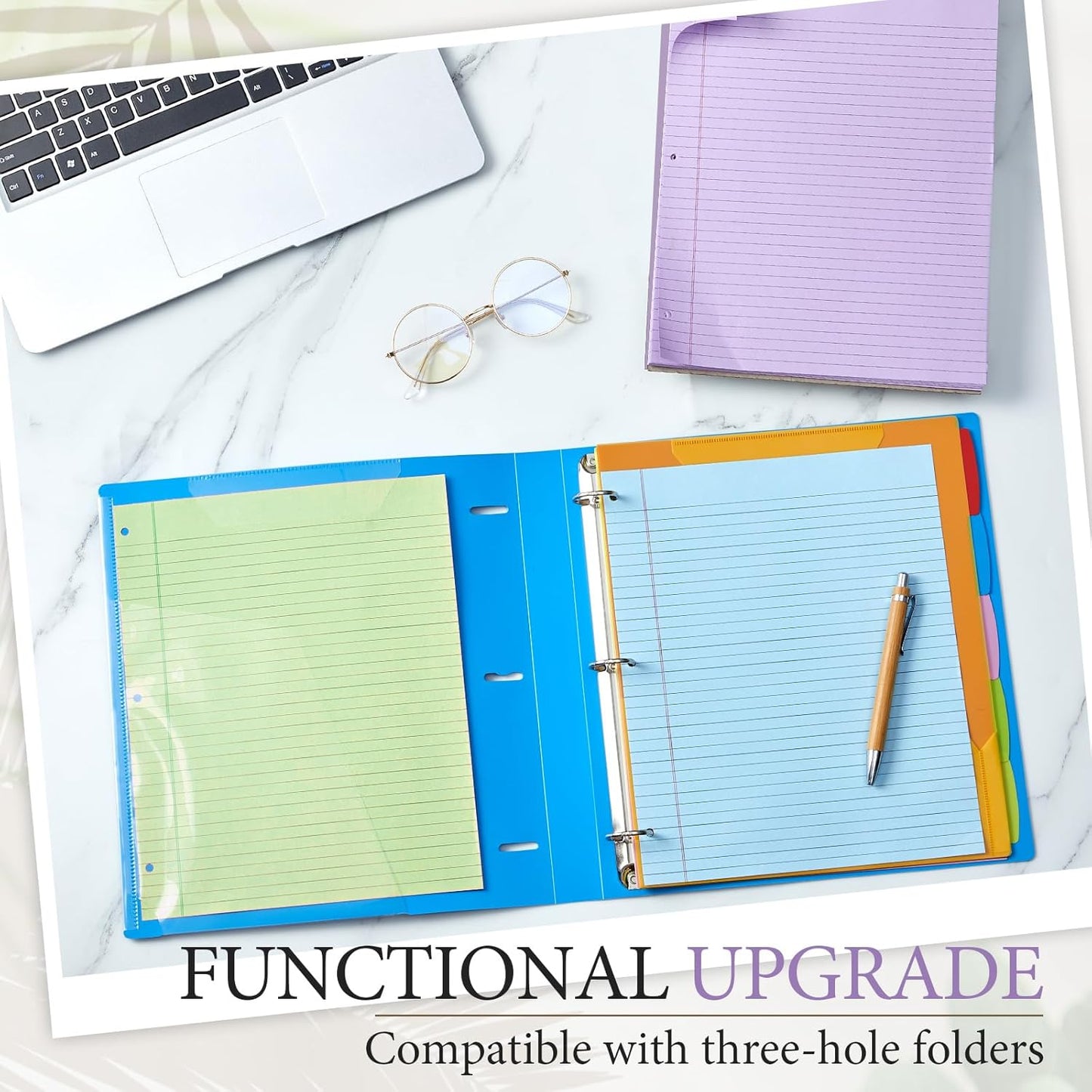 10 Packs 8.5" x 11" Top Spiral Notebook with 3 Hole Punched Legal Pads College Ruled Notepad 50 Sheets Hard Cardboard Paper Wirebound Notepad for Office School Business (Green,Blue,Purple)